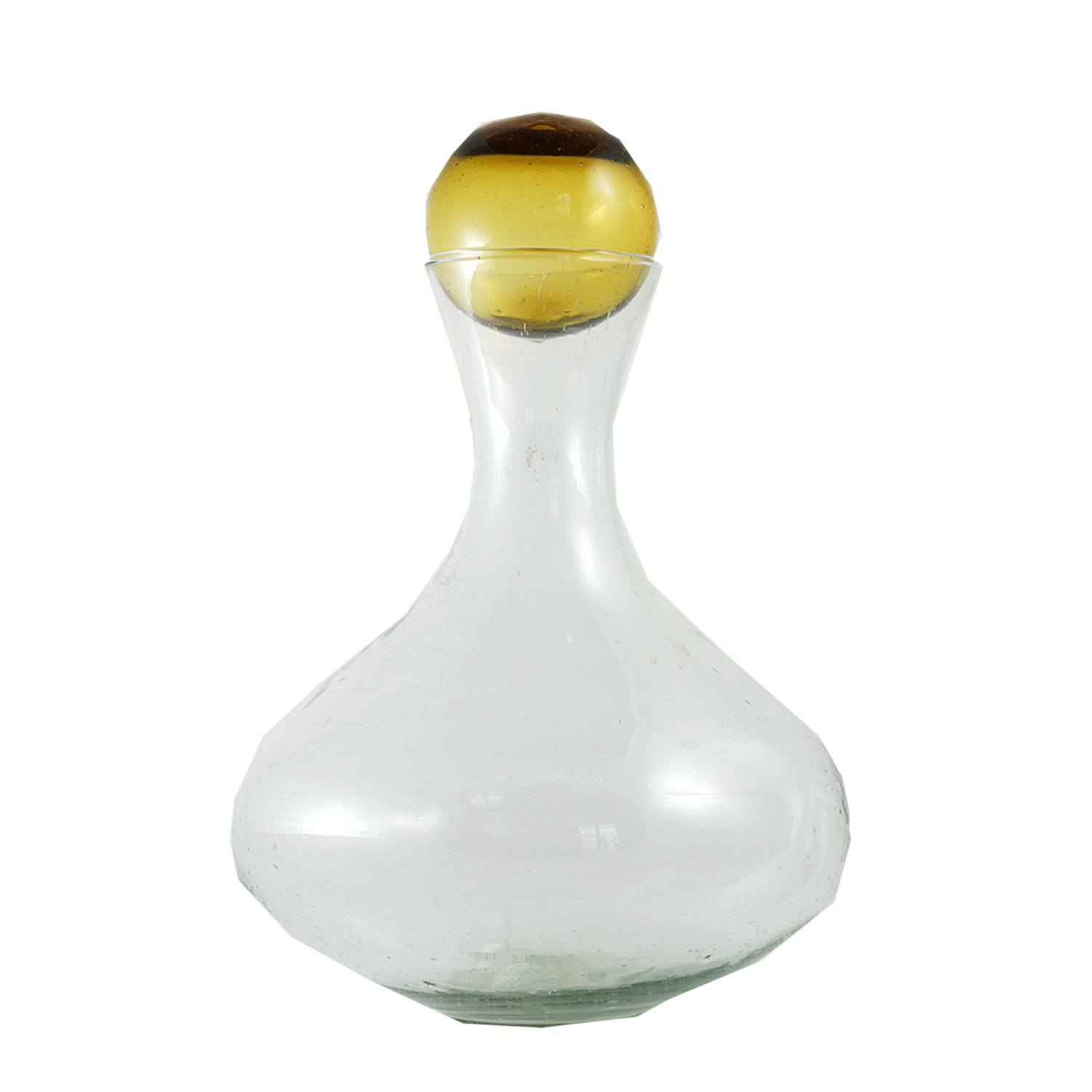 Clasico Large Glass Decanter with Topper: Dark Amber Sphere