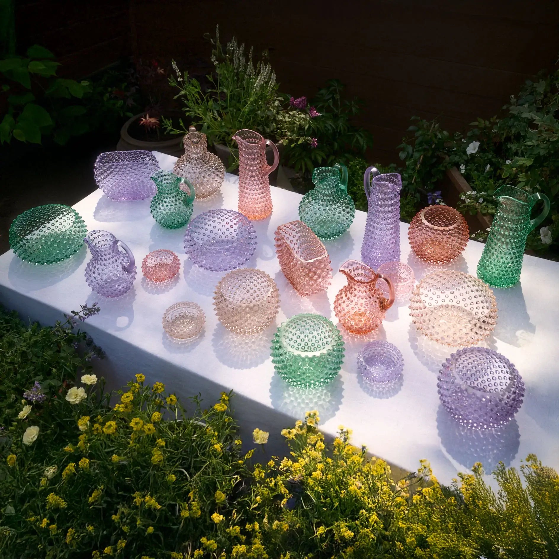 Handblown Hobnail Jug - Tall - Rose Bronze