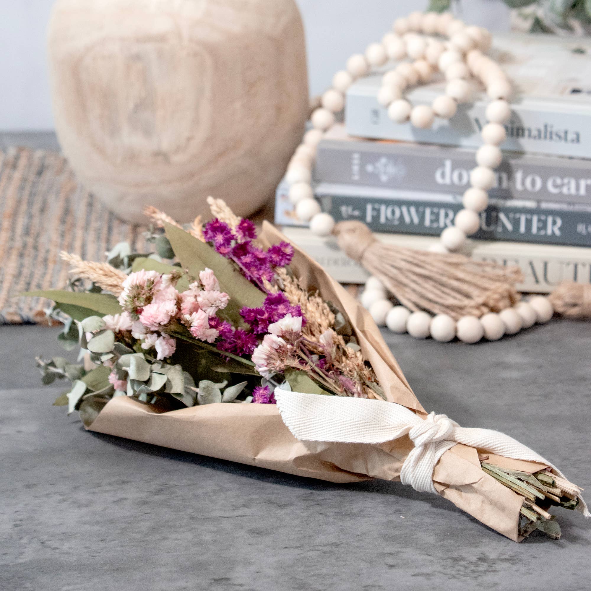 Petite Floral and Eucalyptus 12" Bouquet: Pink Floral