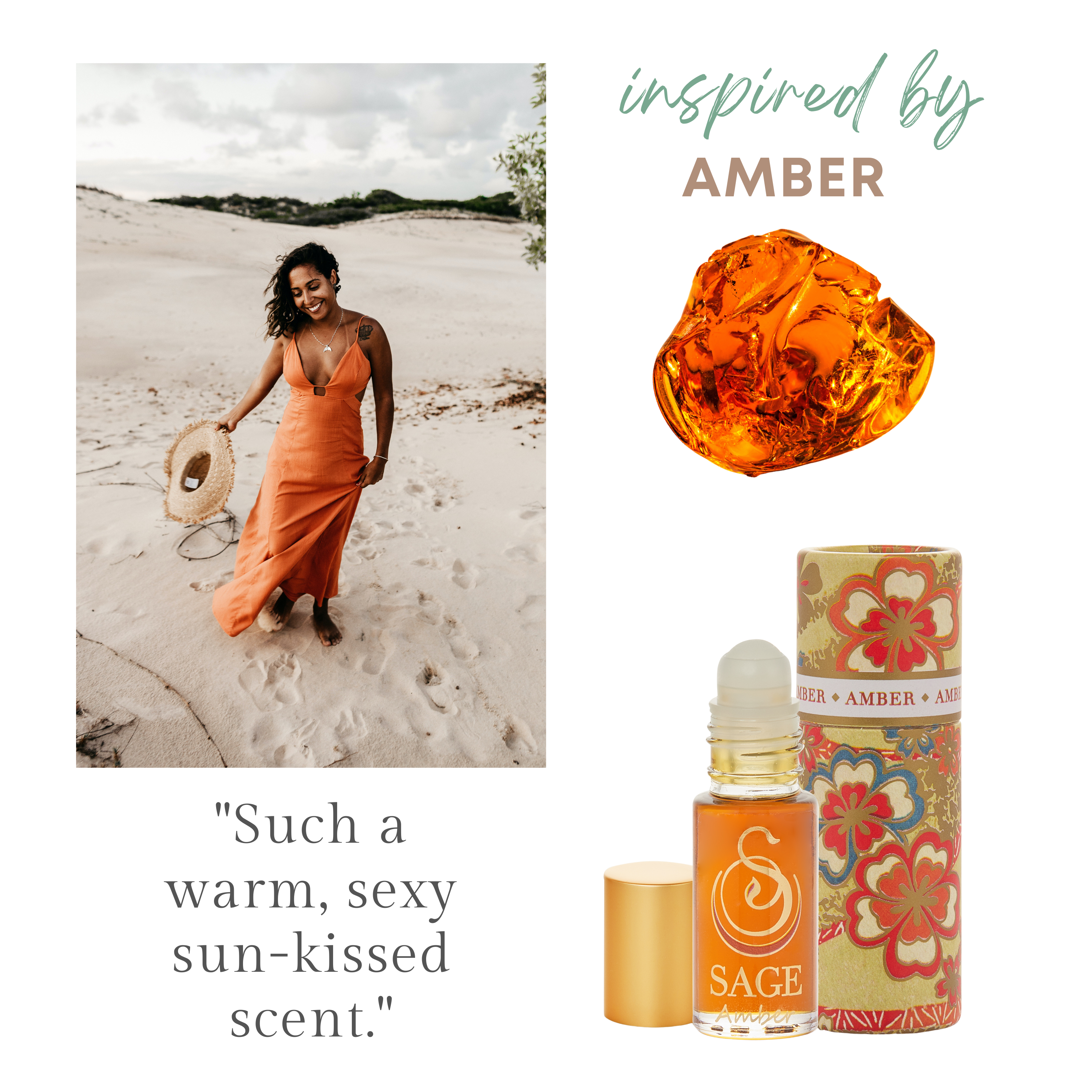 Amber Gemstone Perfume Oil Concentrate Roll-On- 1/8 oz: Amber Gemstone Perfume Oil - 1/8 oz Roll-On