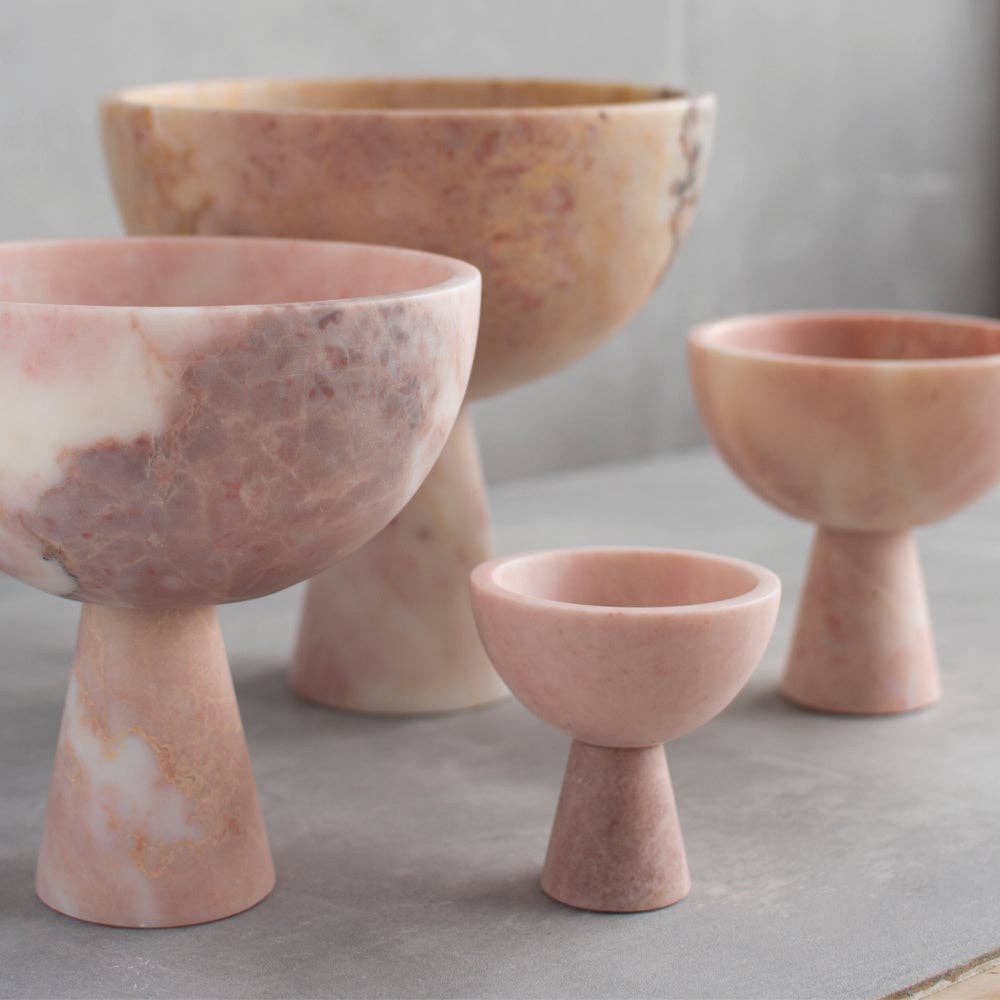 PINK MARBLE PEDESTAL BOWL XL: L
