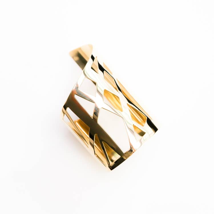 Brass Geometric cliff Cuff bracelet