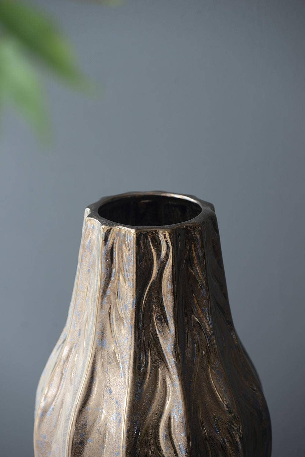 D7x13" Spitzer Short Metallic Glaze Ceramic Vase - Bronze