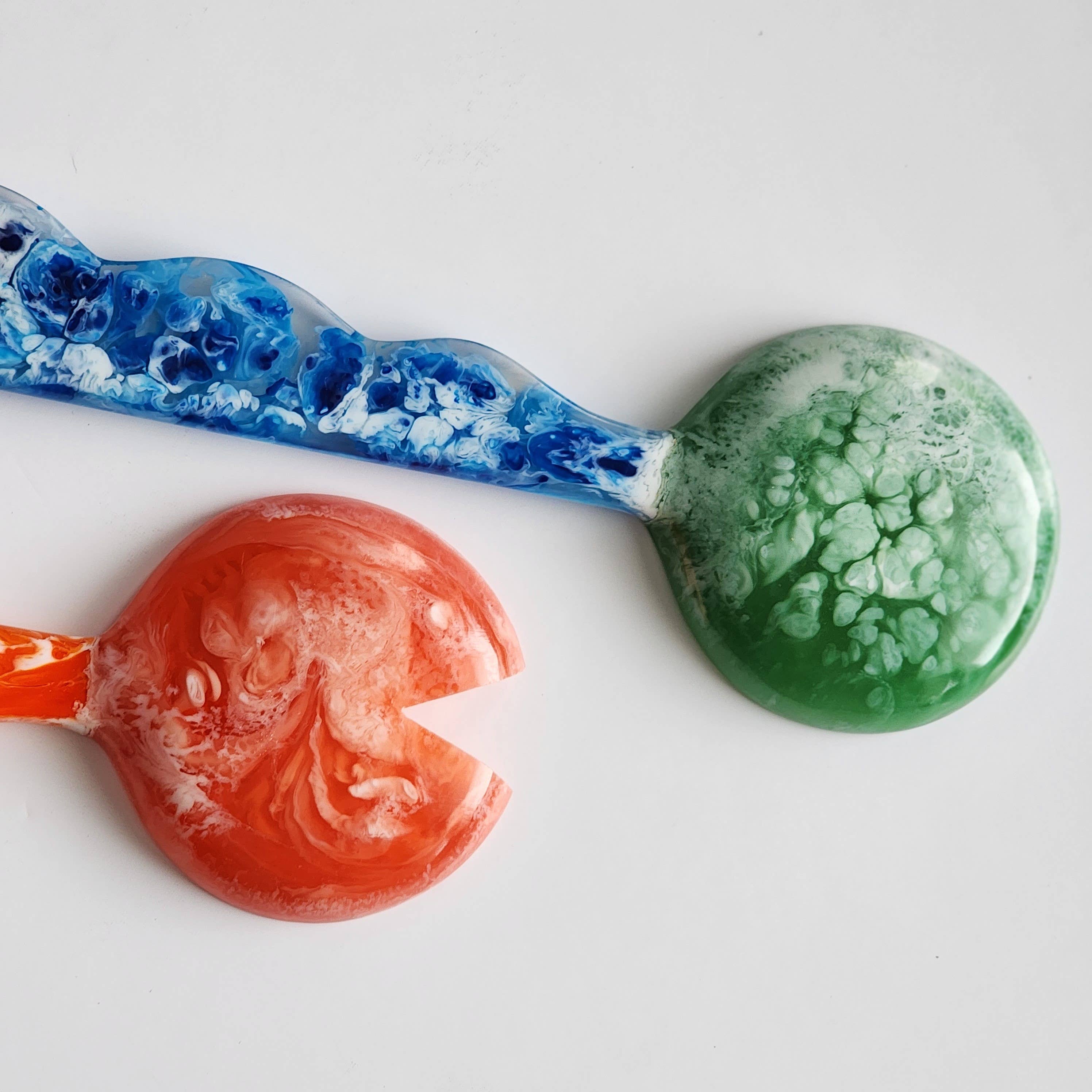4 Colors, Hand Poured Resin Salad Serving Set - Serving Set