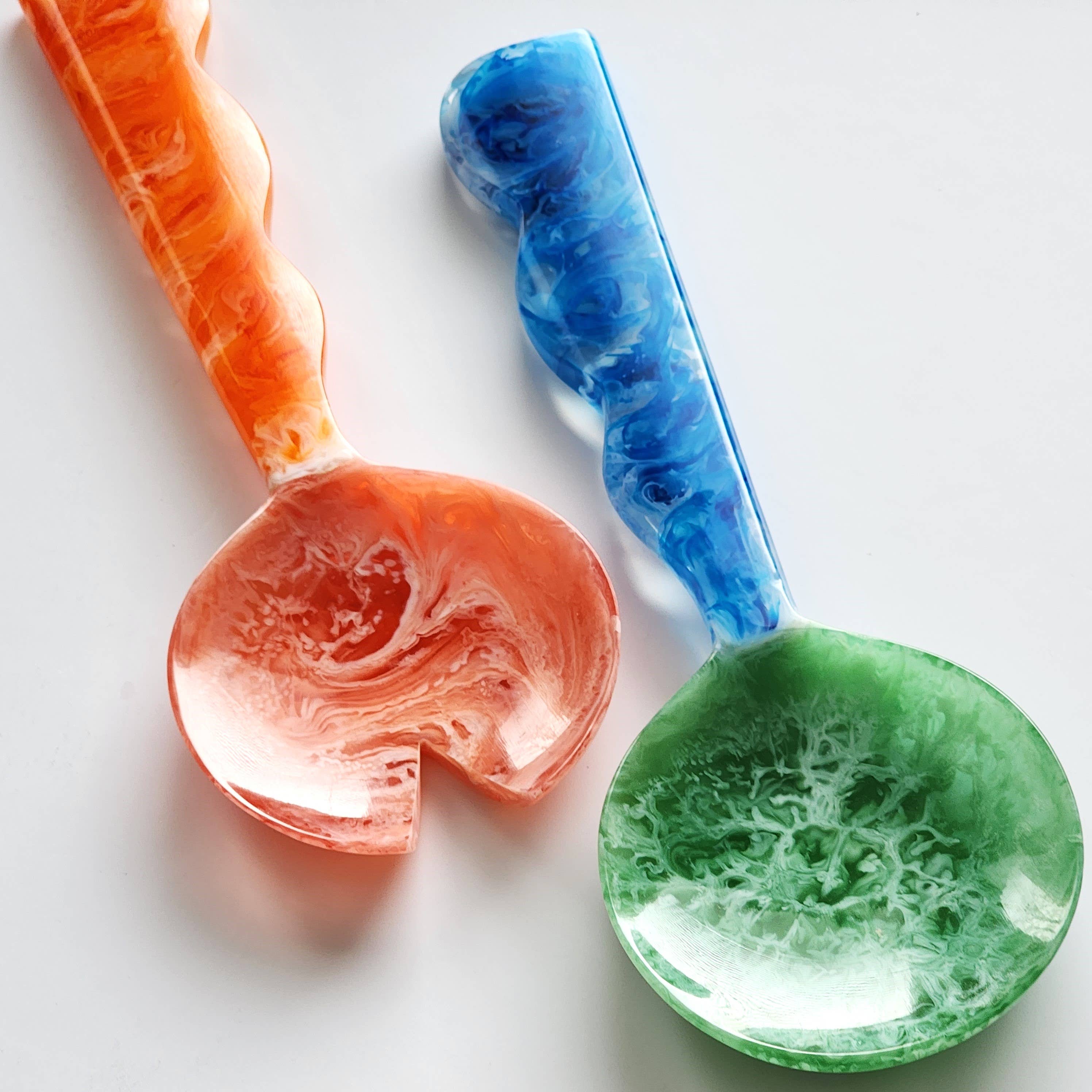 4 Colors, Hand Poured Resin Salad Serving Set - Serving Set