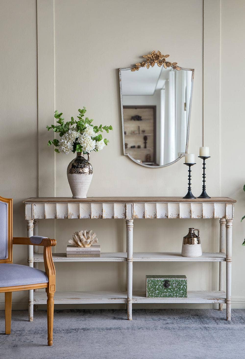 D8x15" Wide Terracotta Jug Vase w/ Metallic Bronze & Tan