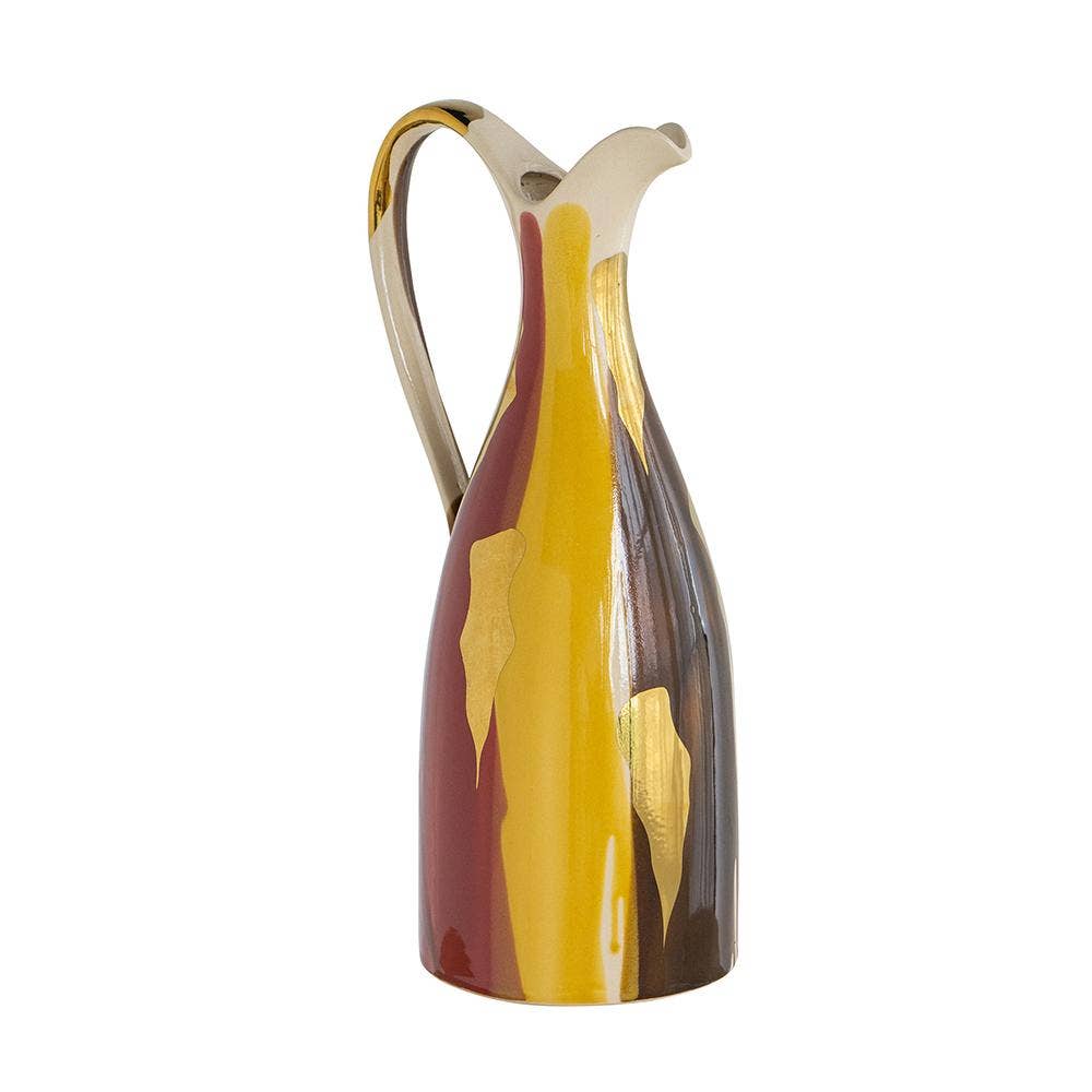 7x6x16.5" Ceramic Pitcher Vase Abstract Multicolored Finish