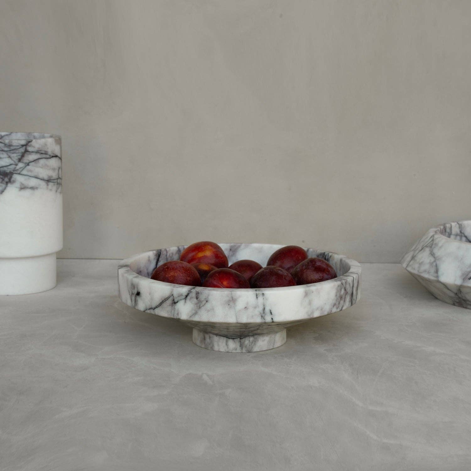 WHITE LILAC MARBLE NARROW BOWL