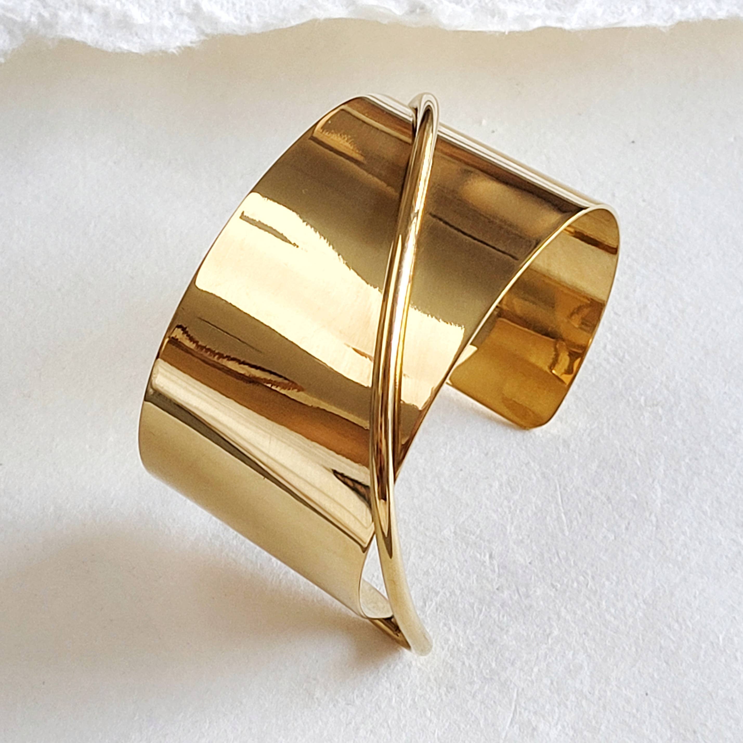 Brass modern statement Wired Cuff bracelet