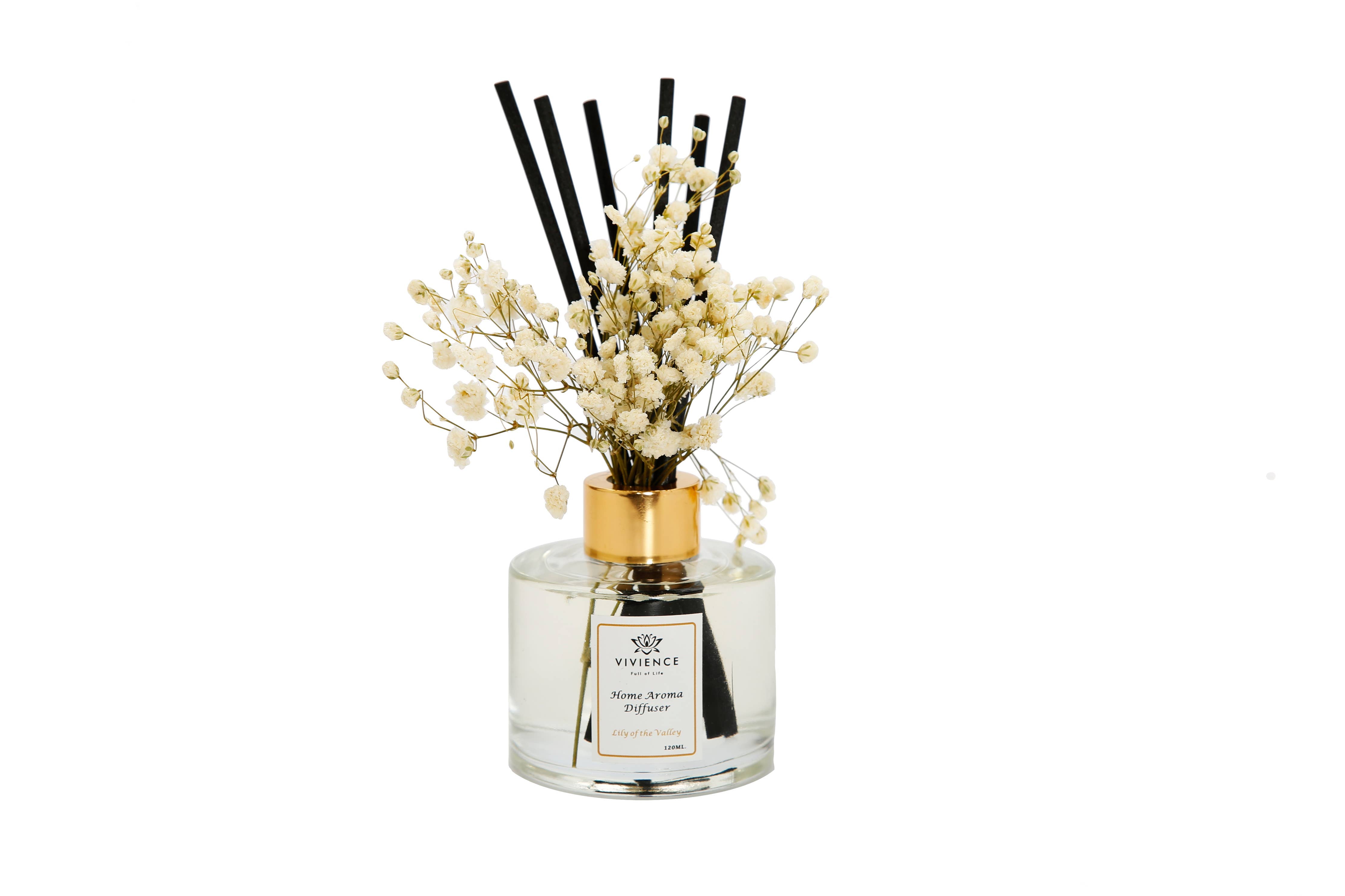 Clear Bottle Diffuser with White and Pink Flowers