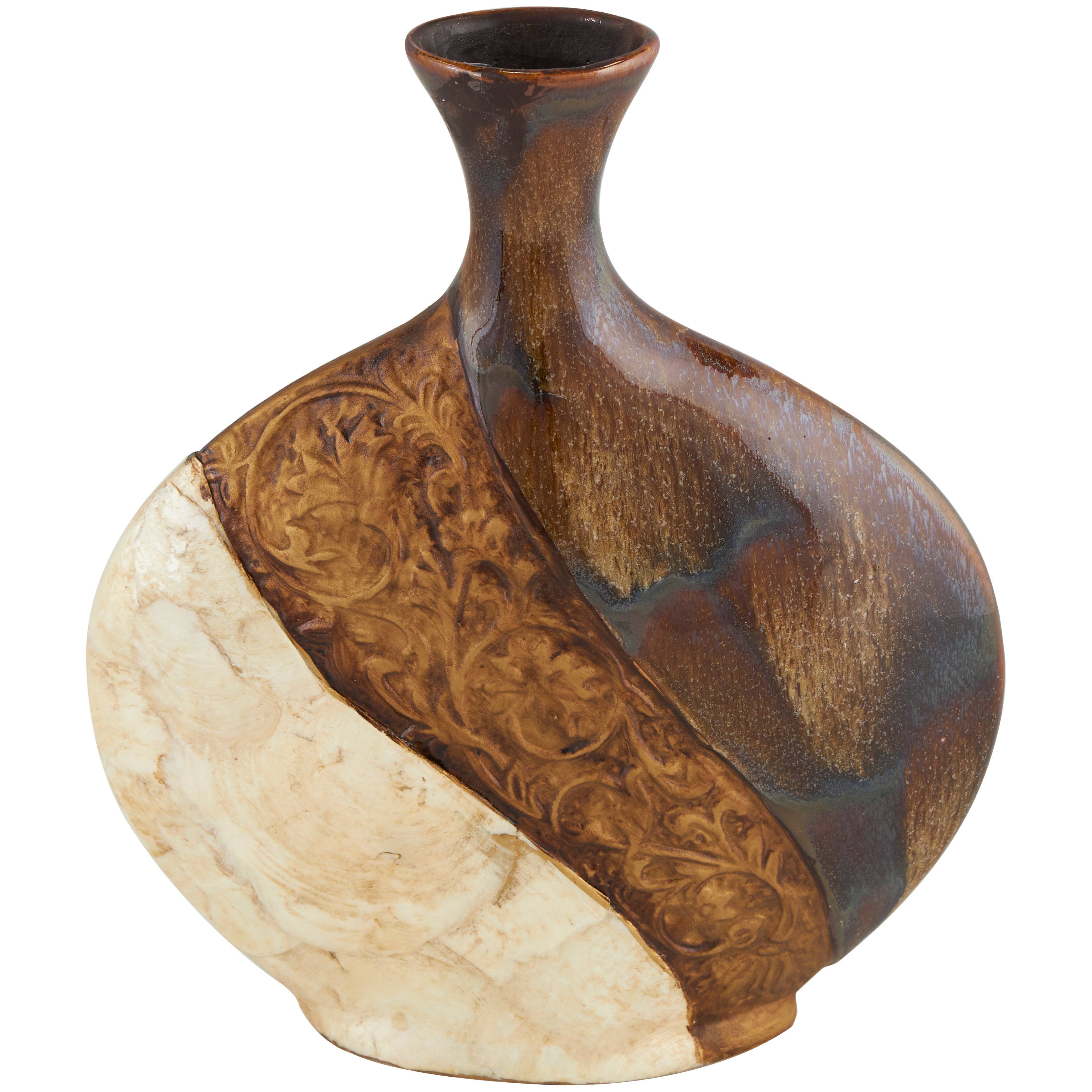 Traditional Brown Ceramic Vase'