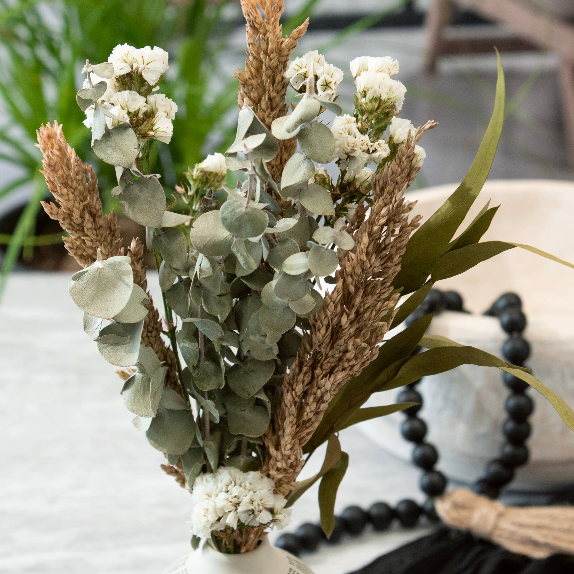 Petite Floral and Eucalyptus 12" Bouquet: White Floral