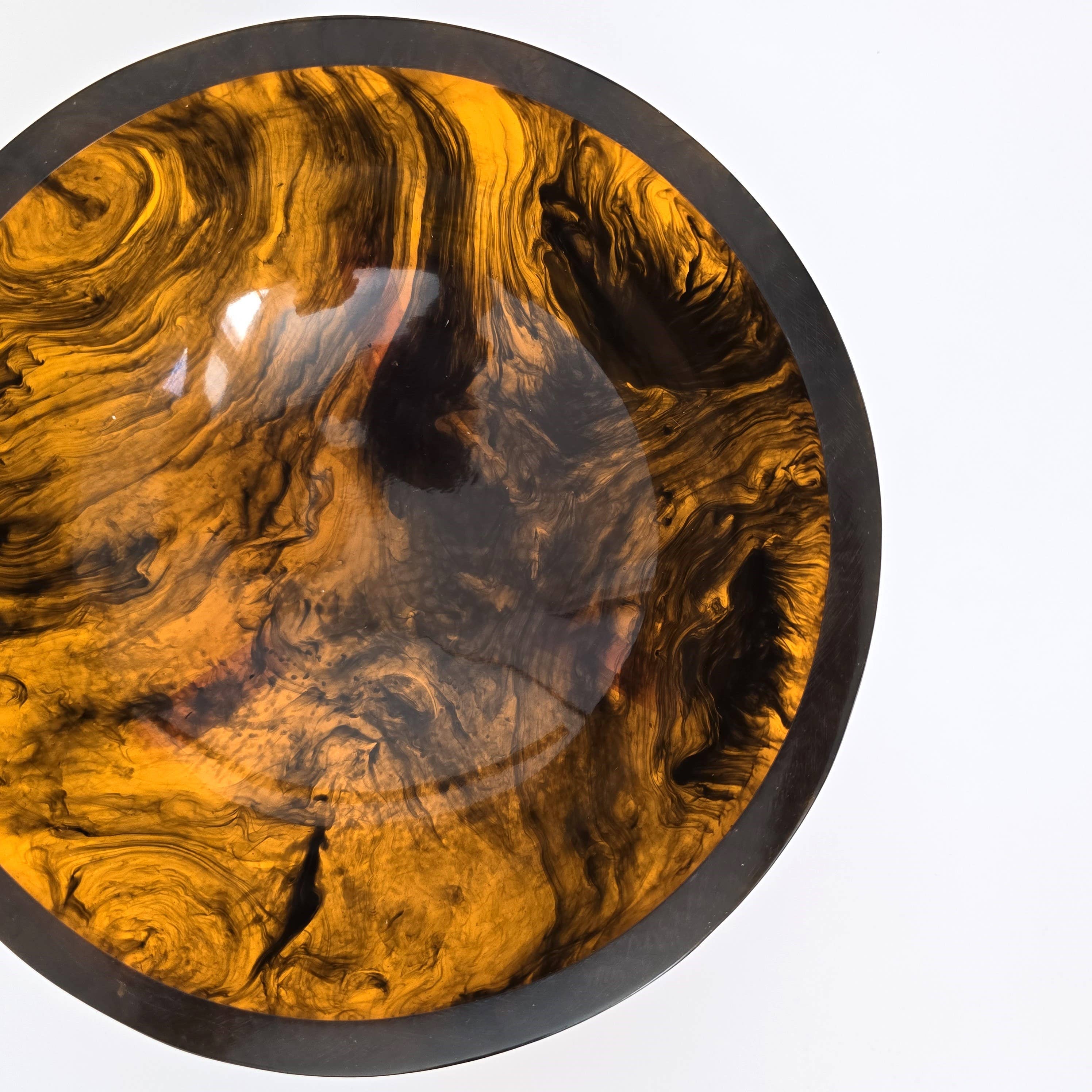 Hand Poured Resin Salad Serving Bowl - Gorgeous Orange Legs