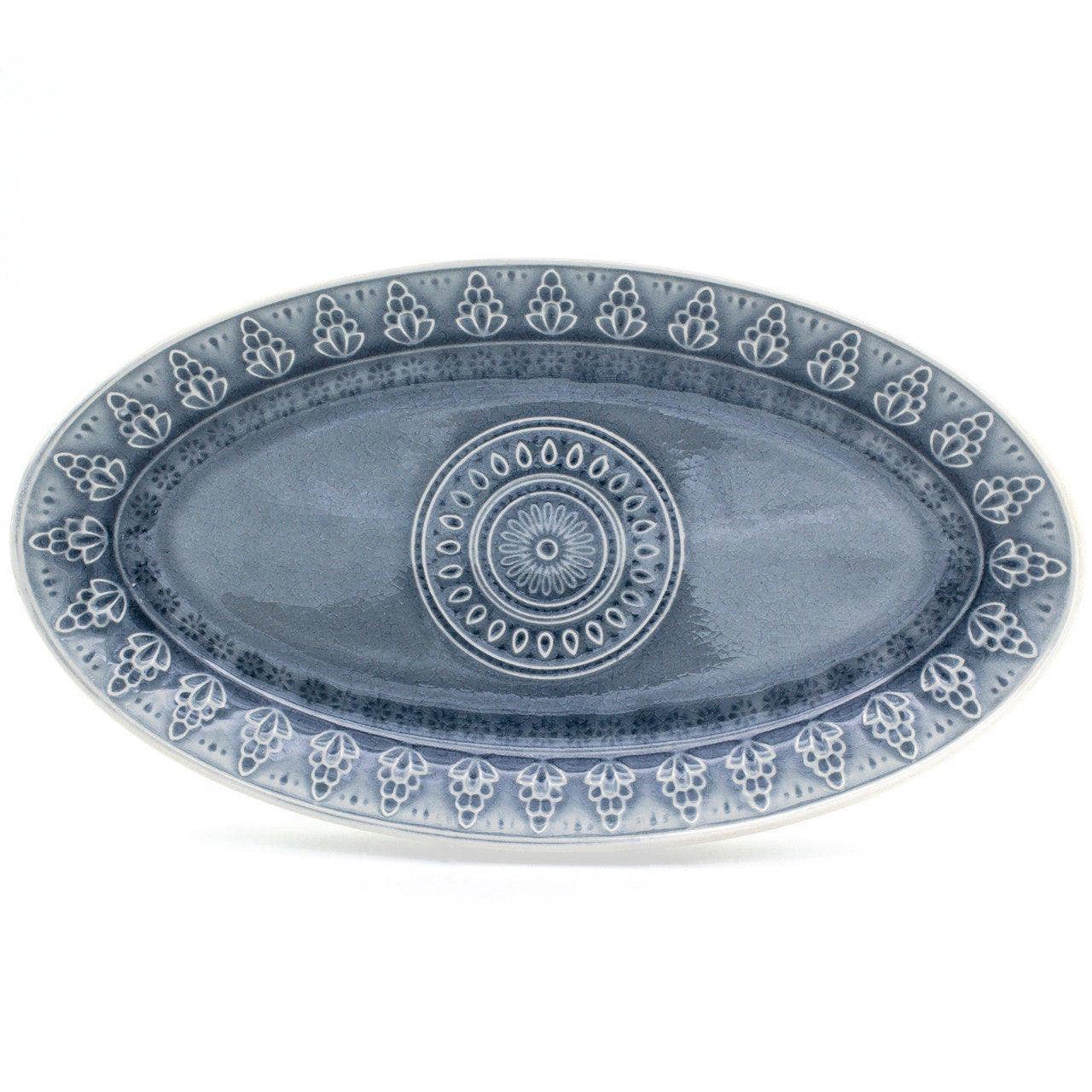 Fez Stoneware Oval Serving Platter: Turquoise