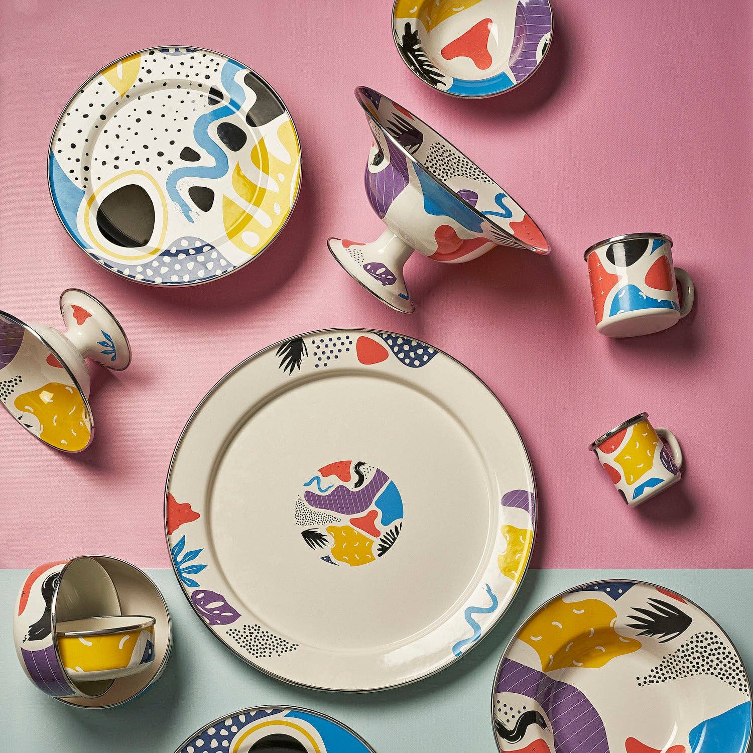 Enamel Footed Fruit Bowl - Small