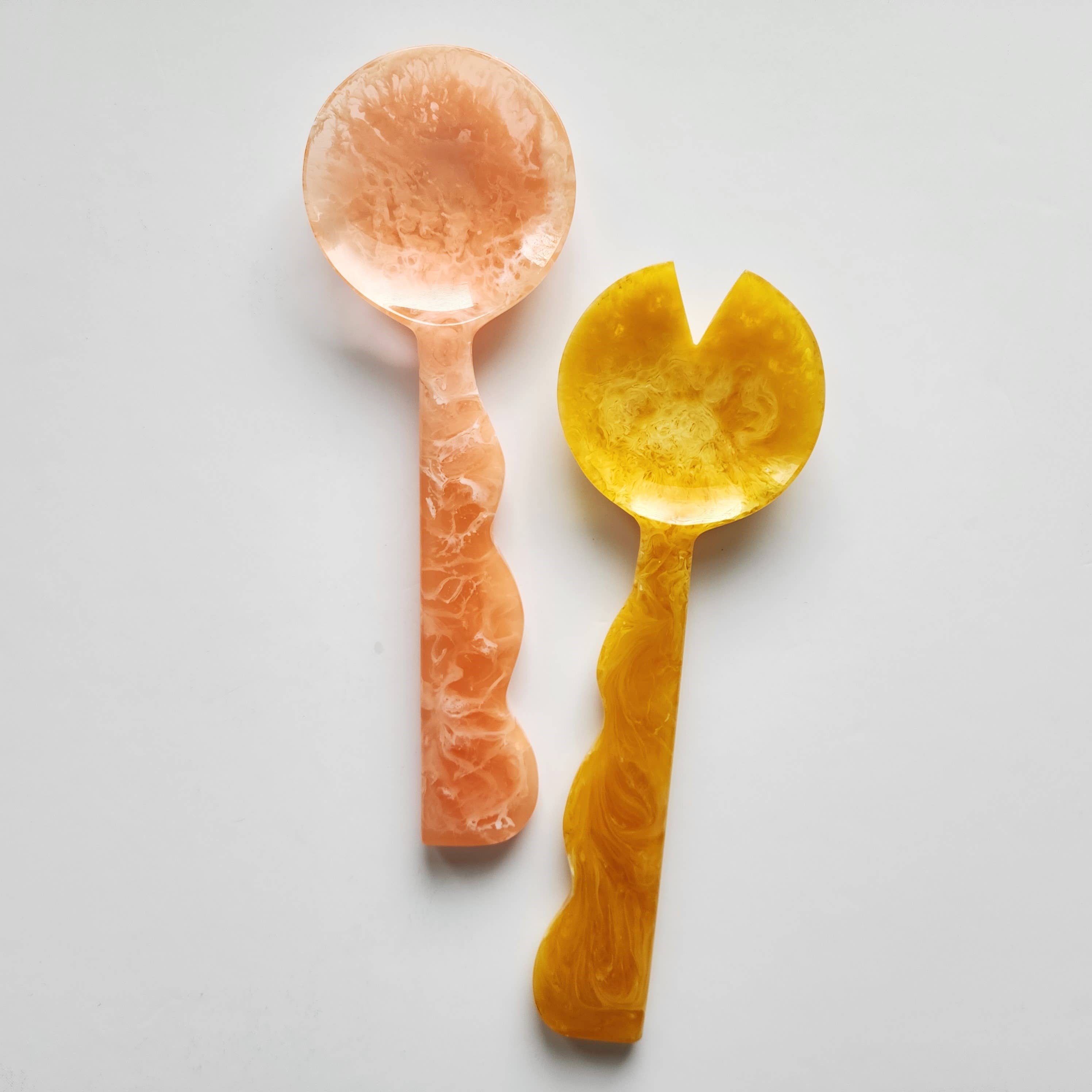 2 Colors, Hand Poured Resin Salad Serving Set - Serving Set