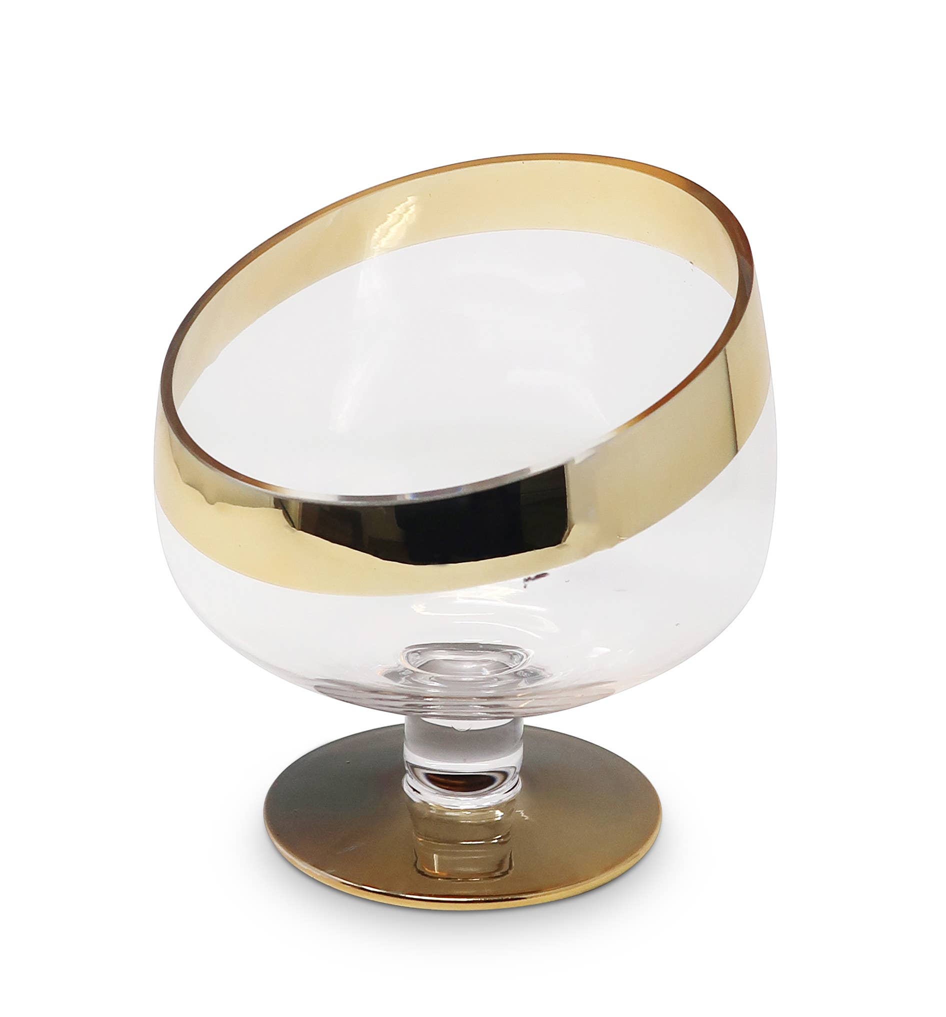 Footed Snack Bowl With Gold Base And Rim (2 Sizes)