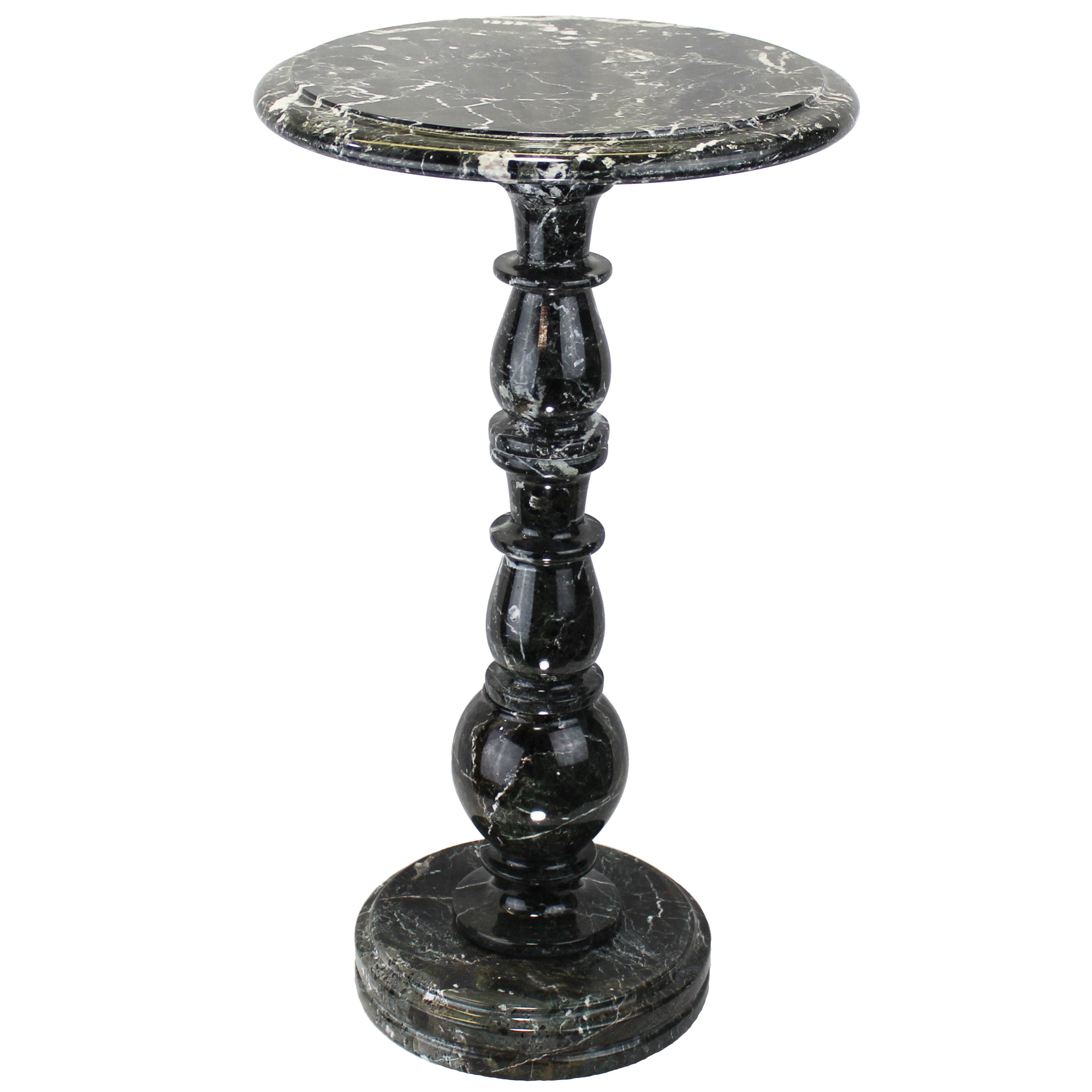 Black Marble Round End Table