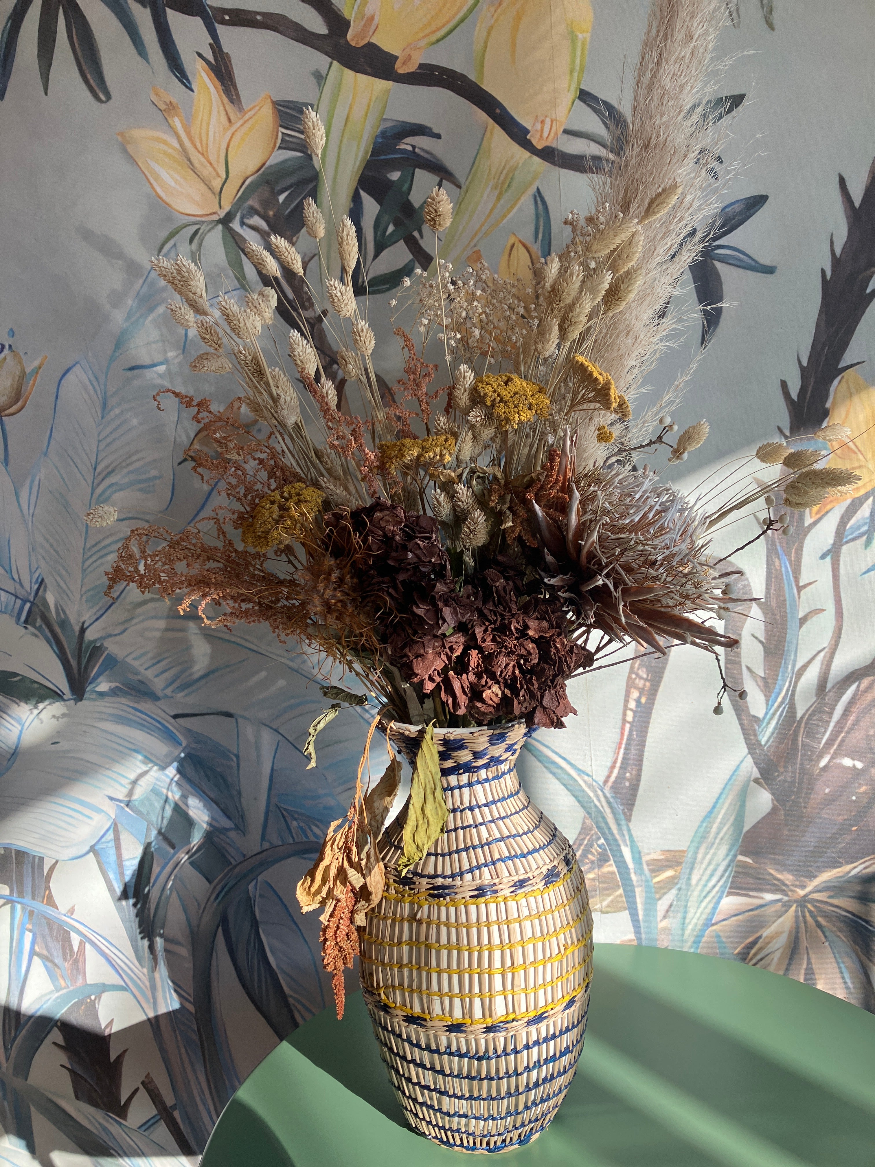 Dried Flowers in Woven Vase