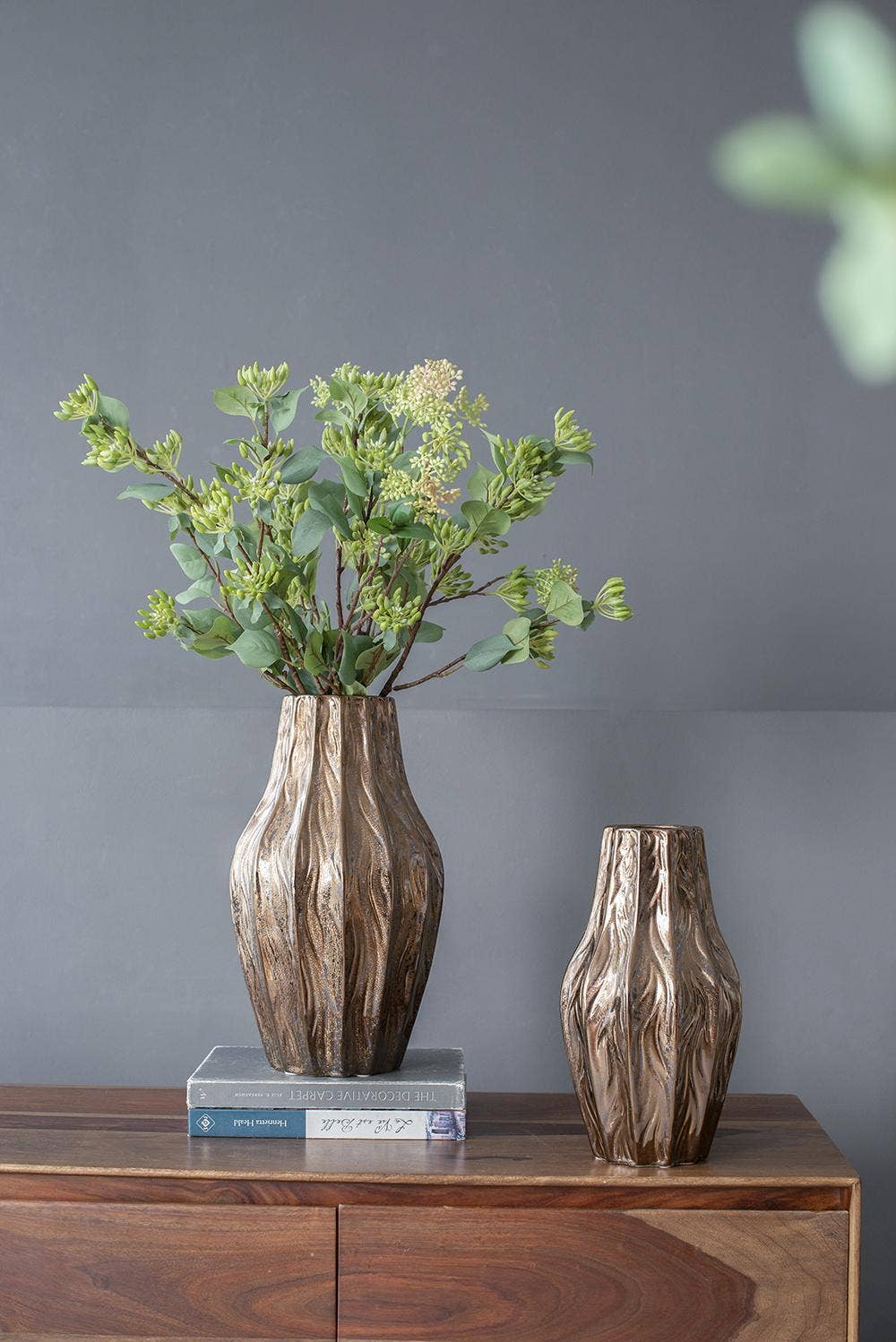 D7x13" Spitzer Short Metallic Glaze Ceramic Vase - Bronze