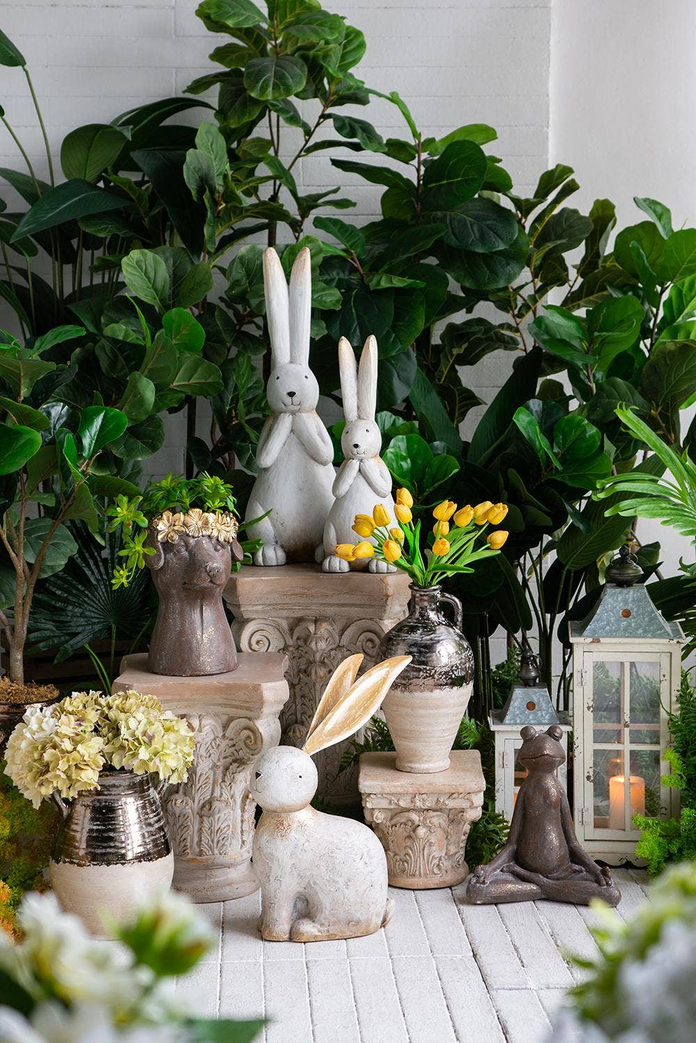 D8x15" Wide Terracotta Jug Vase w/ Metallic Bronze & Tan