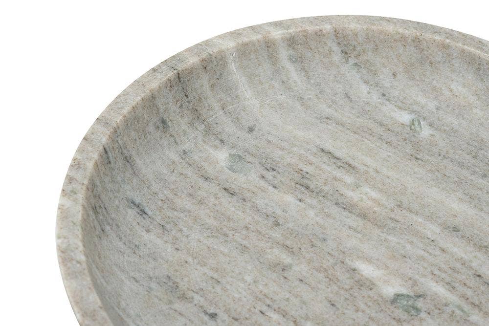D10x6" Marble Pedestal Bowl w/ Natural Gray Ribbed Base