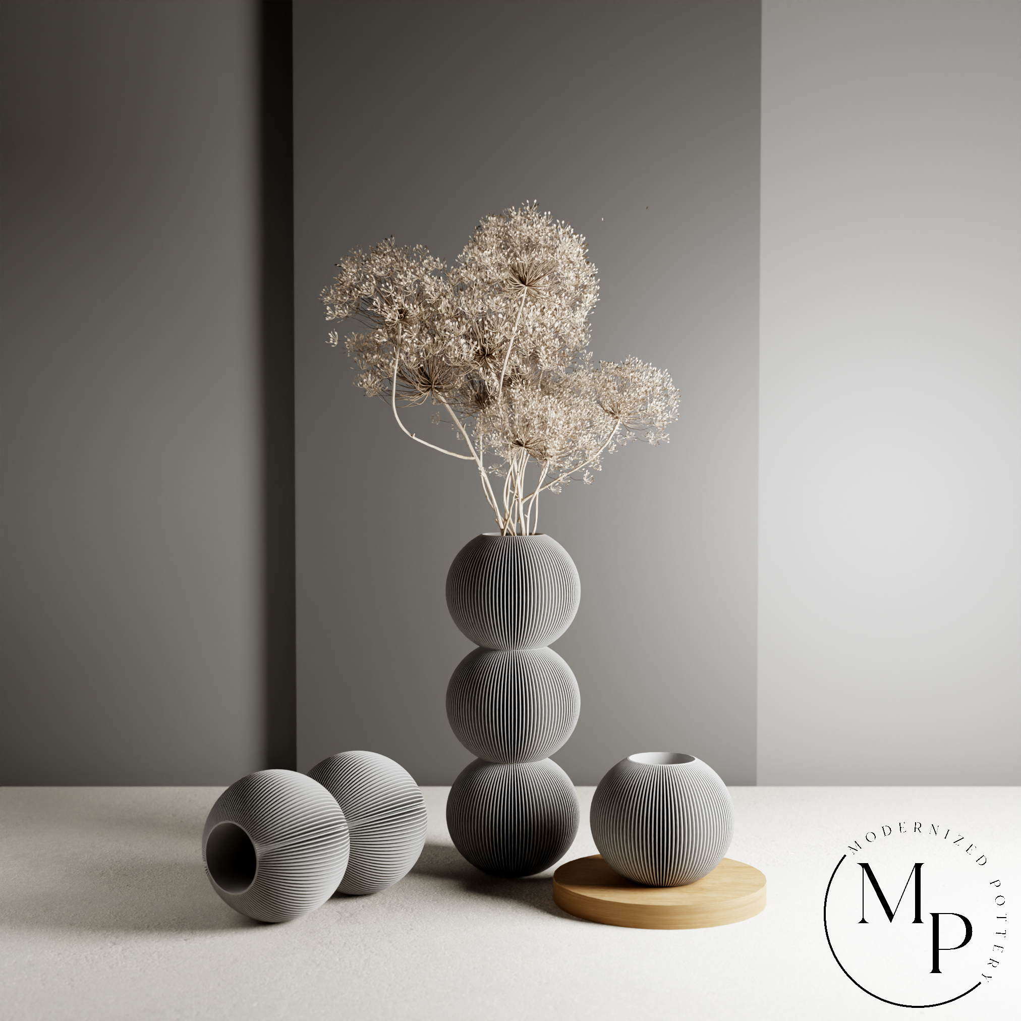 BUBBLE Vase | PREMIUM | 8 Colors | For Dried & Fresh Flowers: Midnight Black / Double / With Insert