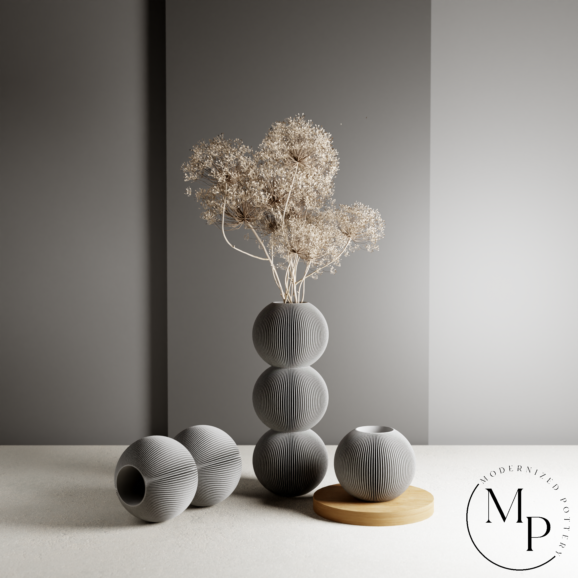 BUBBLE Vase | PREMIUM | 8 Colors | For Dried & Fresh Flowers: Muted Green / Single / With Insert