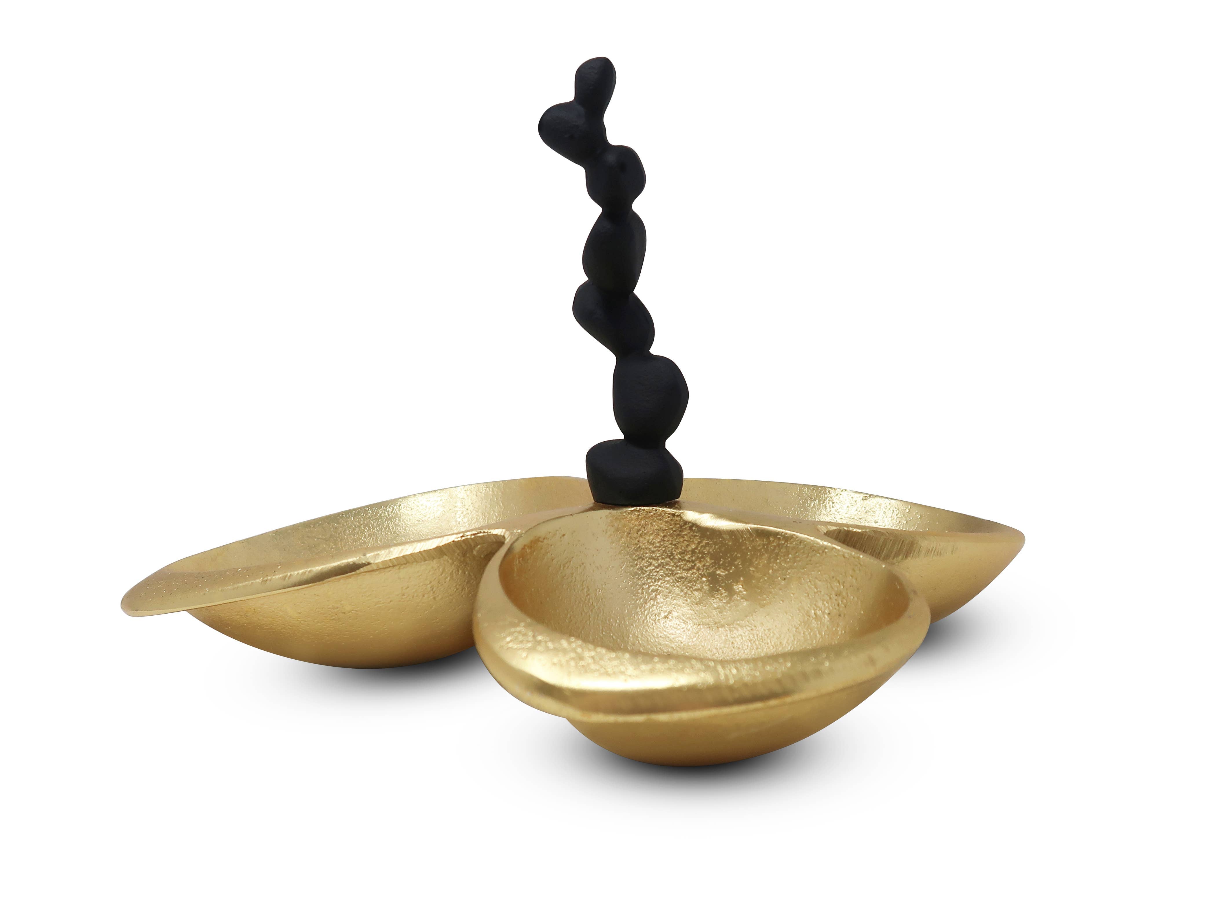Gold candy dish Black Handle
