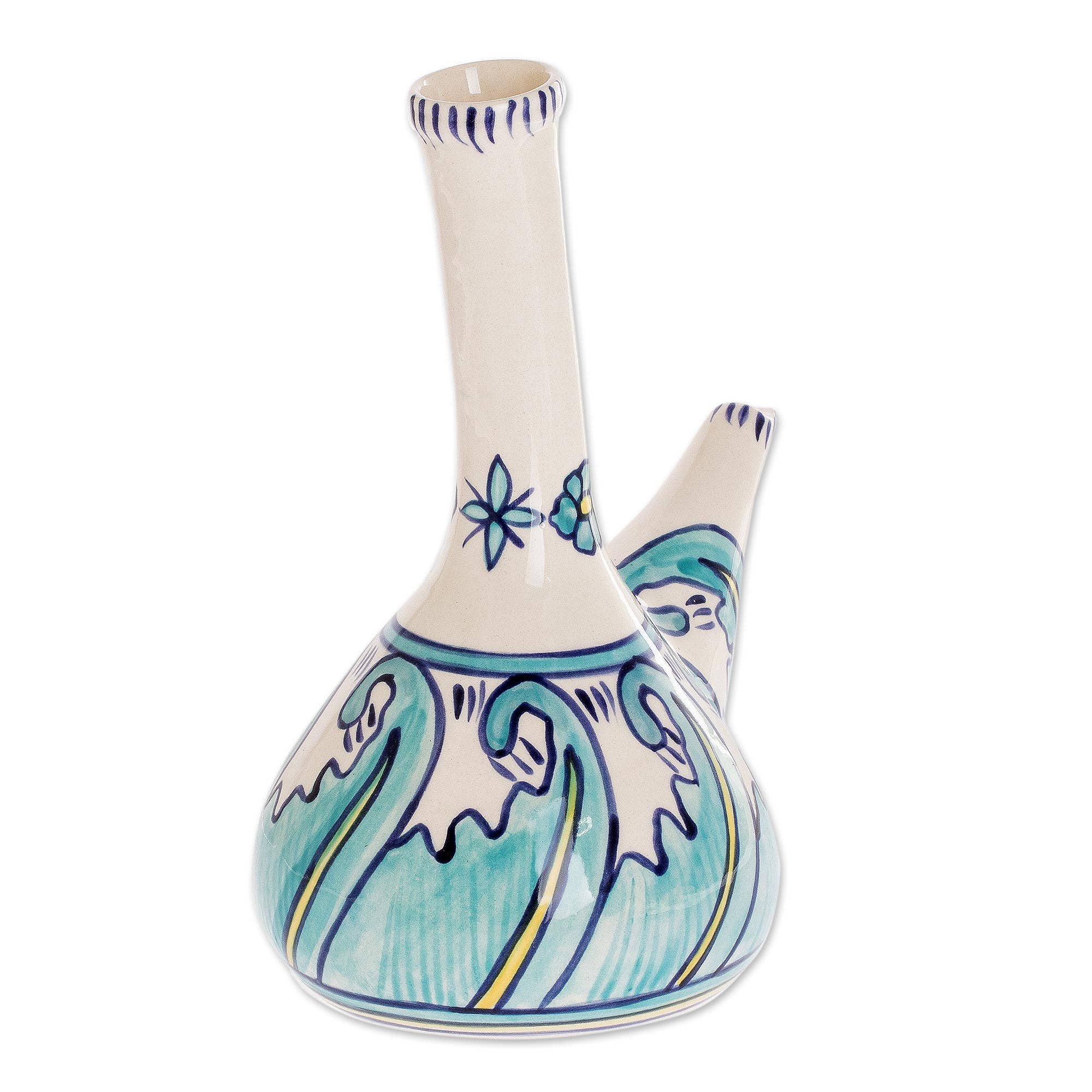 Novica Handmade Bermuda Ceramic Wine Decanter