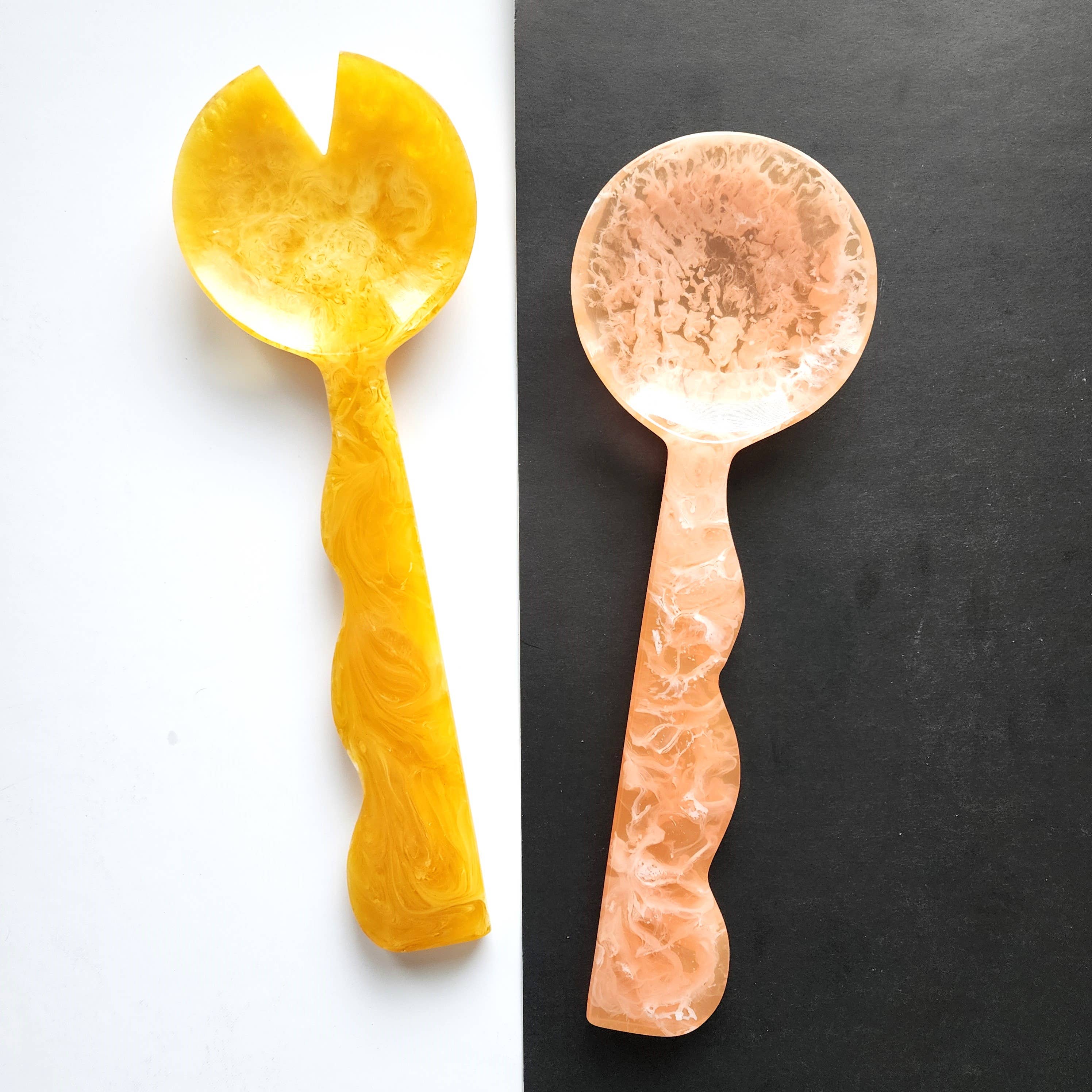 2 Colors, Hand Poured Resin Salad Serving Set - Serving Set