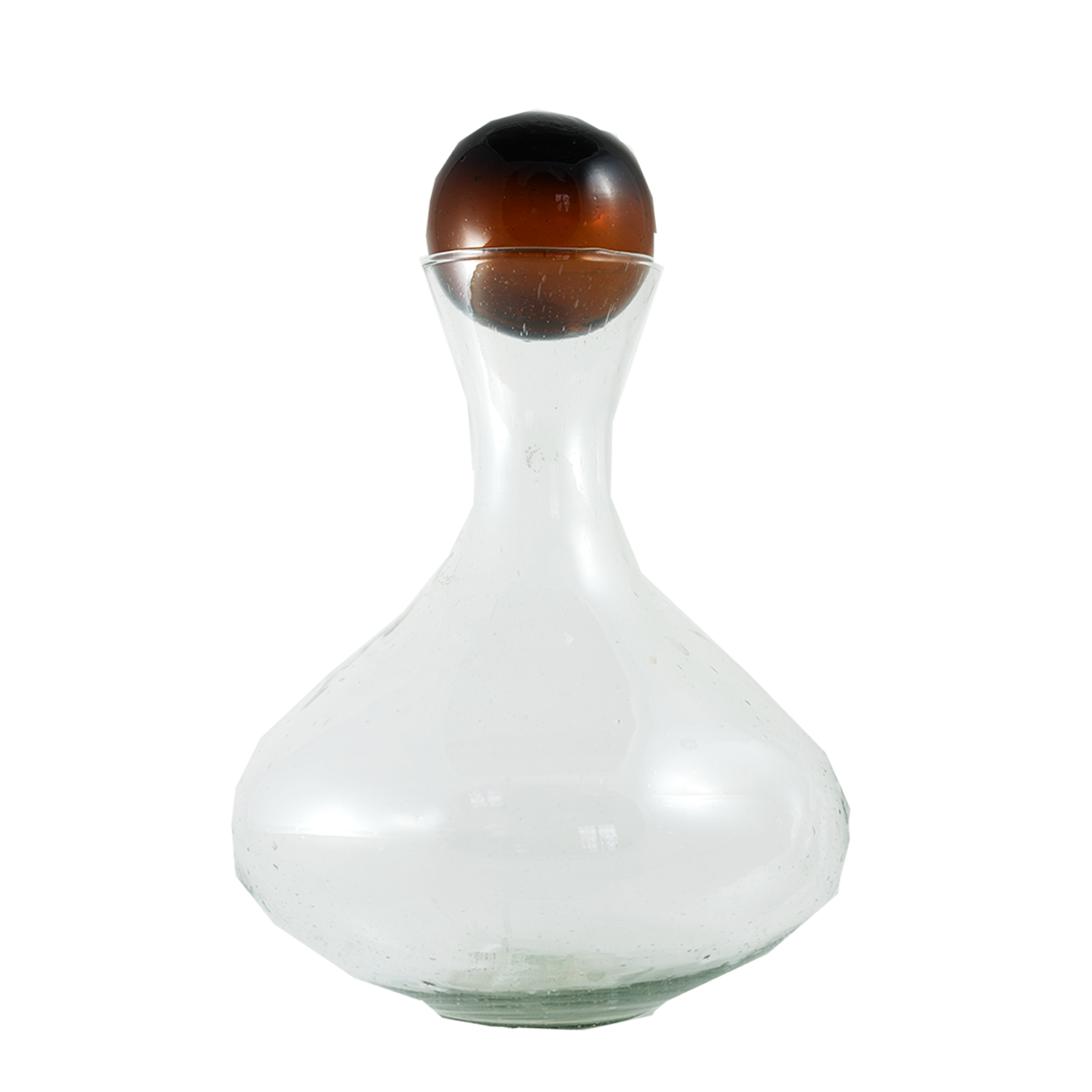 Clasico Large Glass Decanter with Topper: Dark Amber Sphere