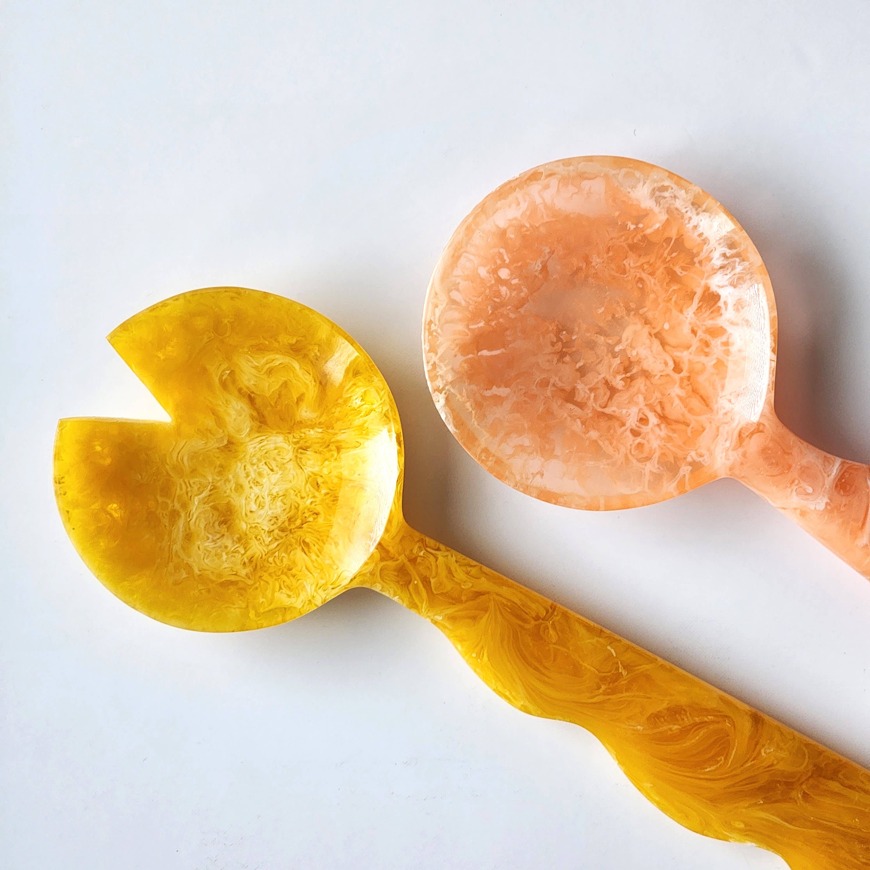 2 Colors, Hand Poured Resin Salad Serving Set - Serving Set