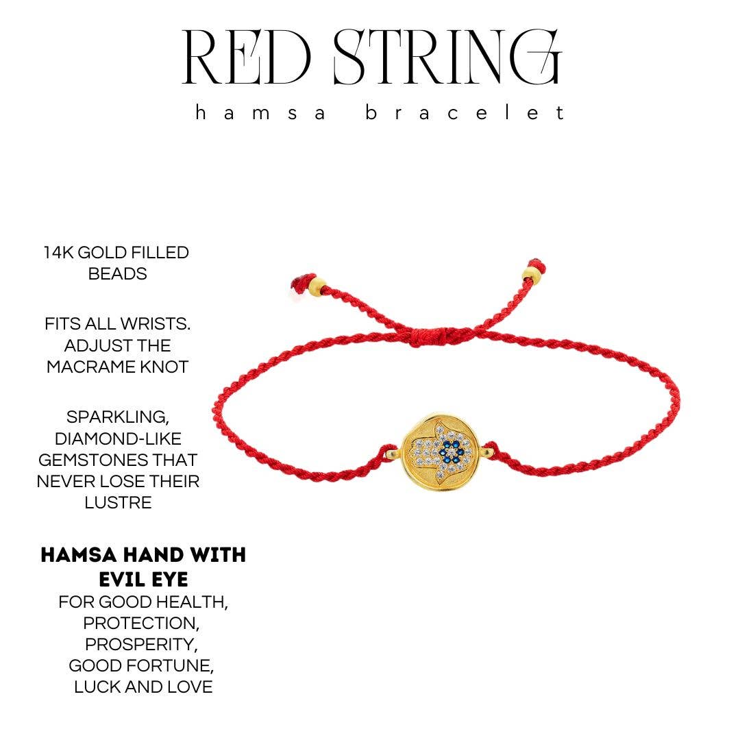 Red String Bracelet Hamsa Design Unisex