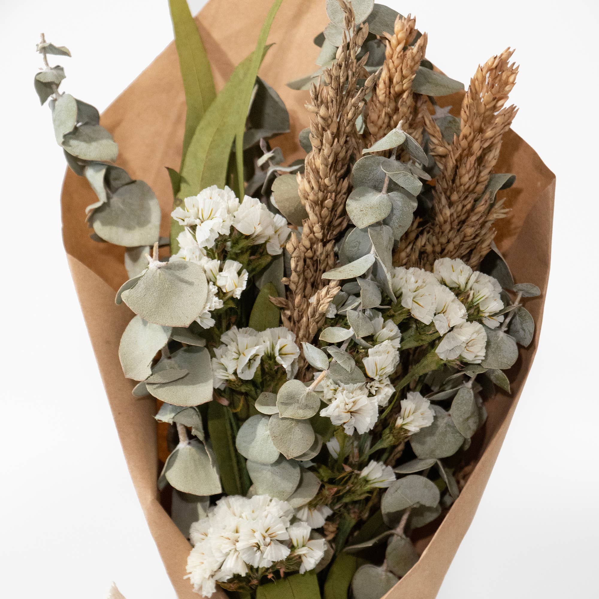 Petite Floral and Eucalyptus 12" Bouquet: White Floral