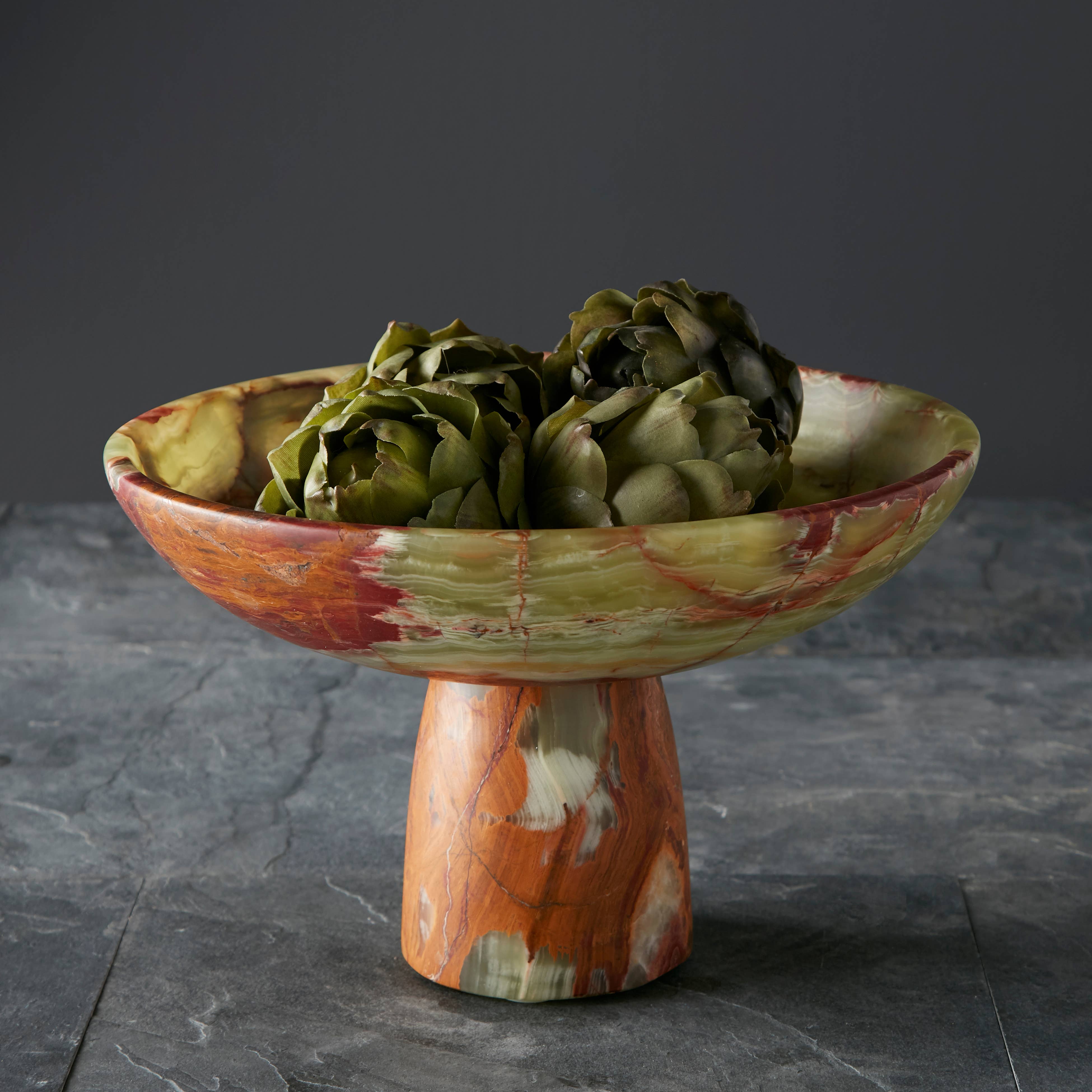 Rhea Collection 12" Zafferano Verde Onyx Honed Finish Footed
