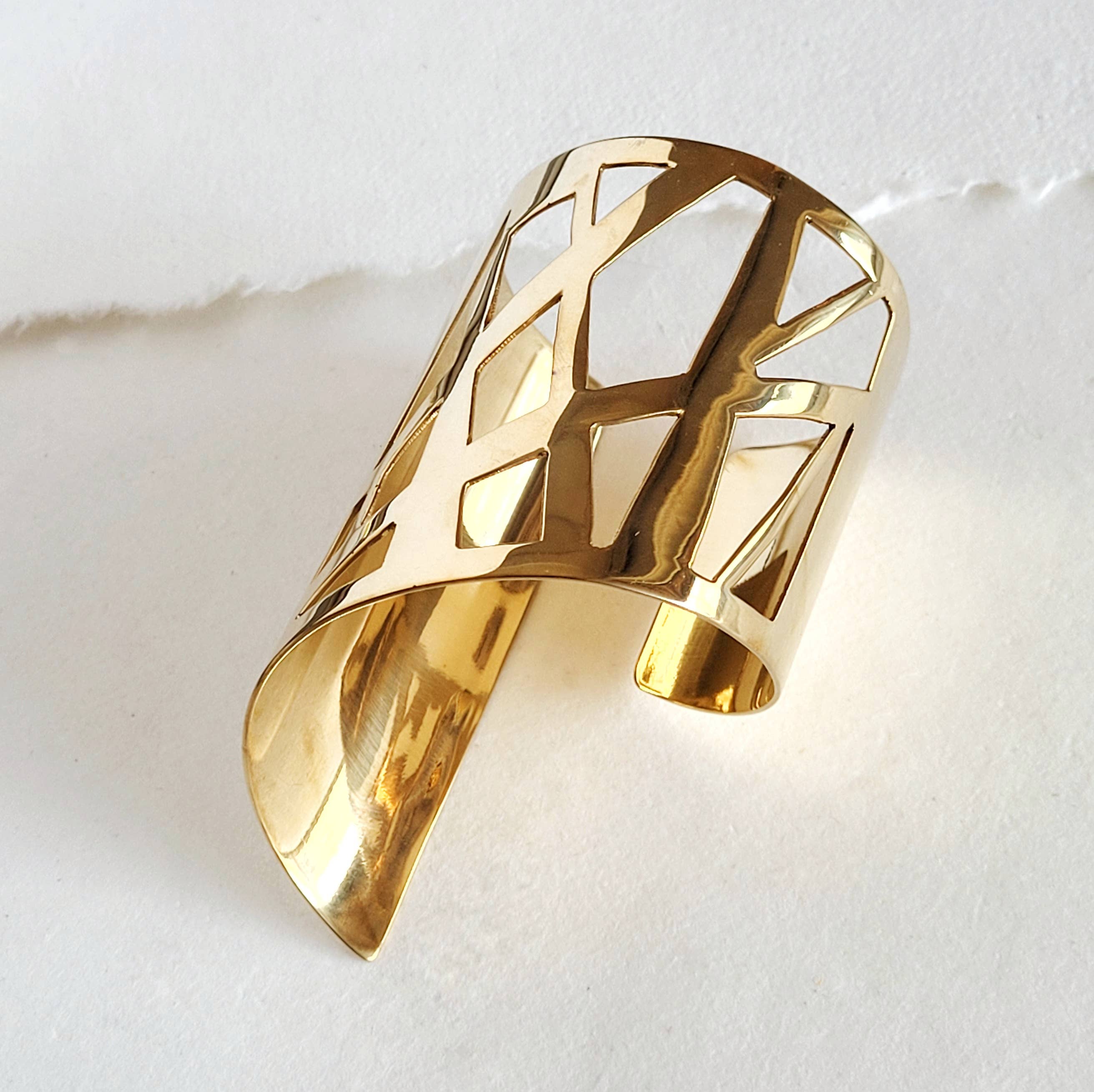 Brass Geometric cliff Cuff bracelet