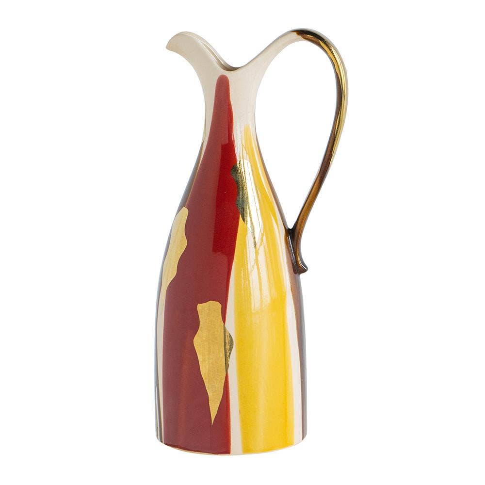7x6x16.5" Ceramic Pitcher Vase Abstract Multicolored Finish