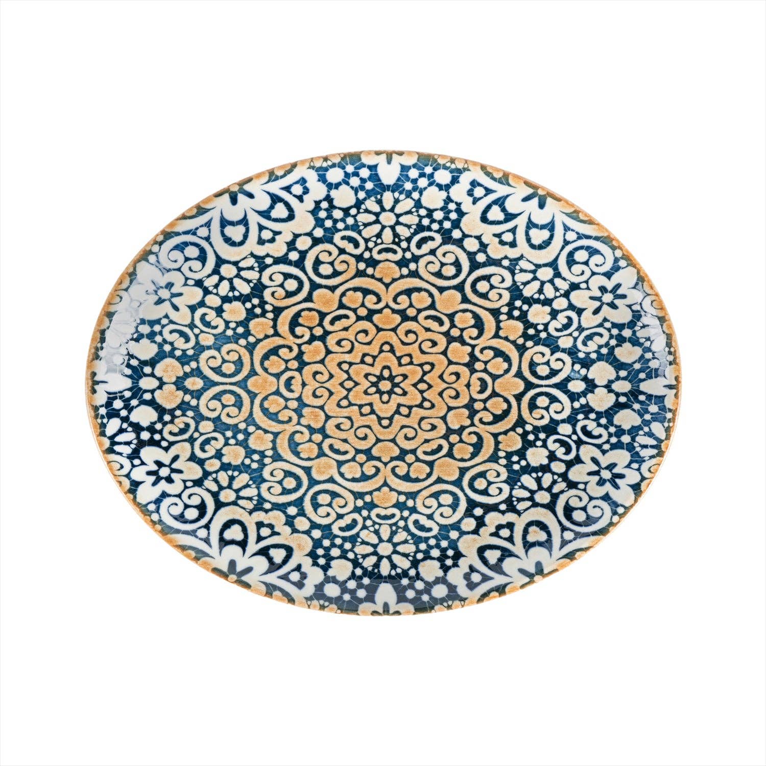Alhambra 14.25" x 11" x h:1.25" Oval Decorated Porcelain Platter