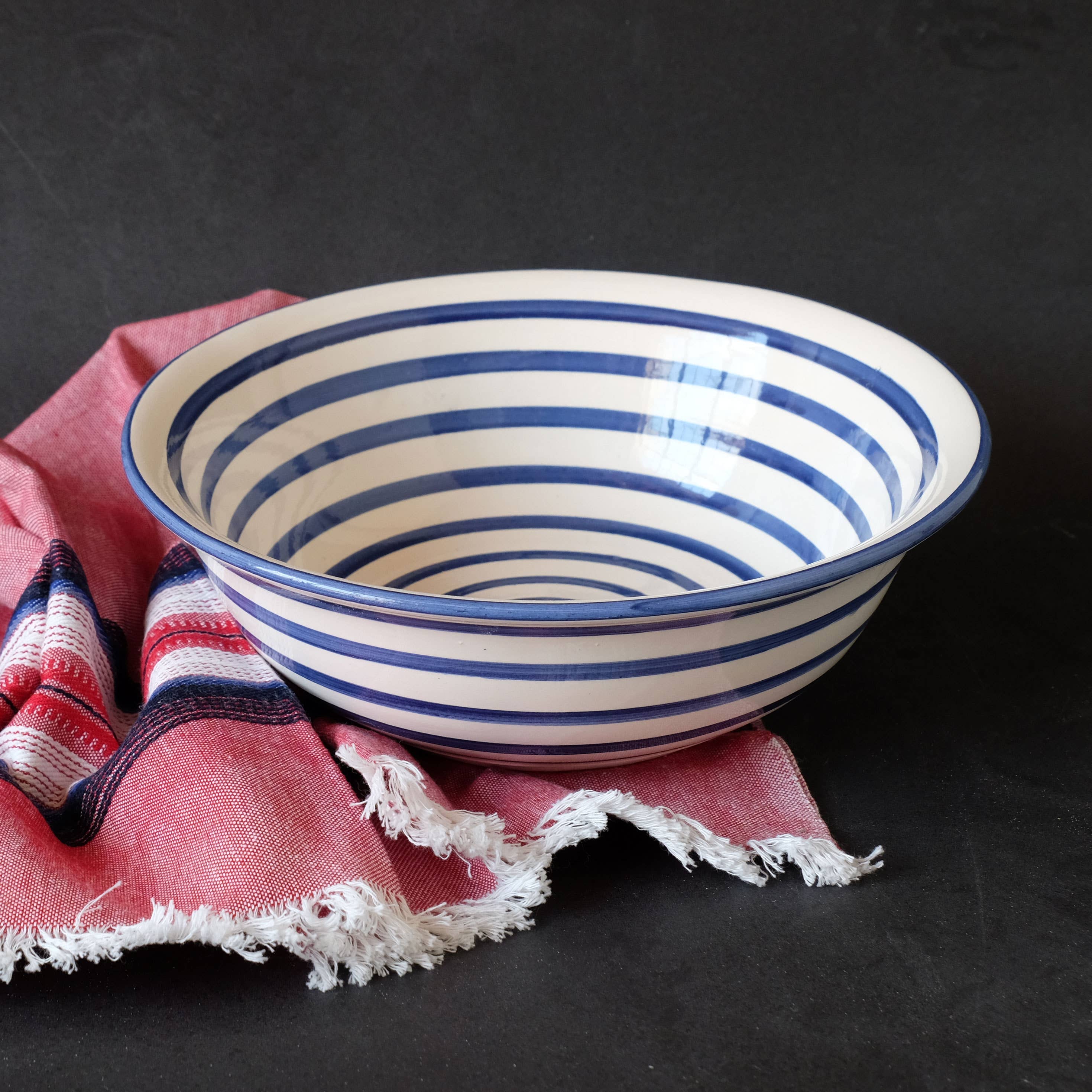 Cobalt Stripe Med Deep Bowl