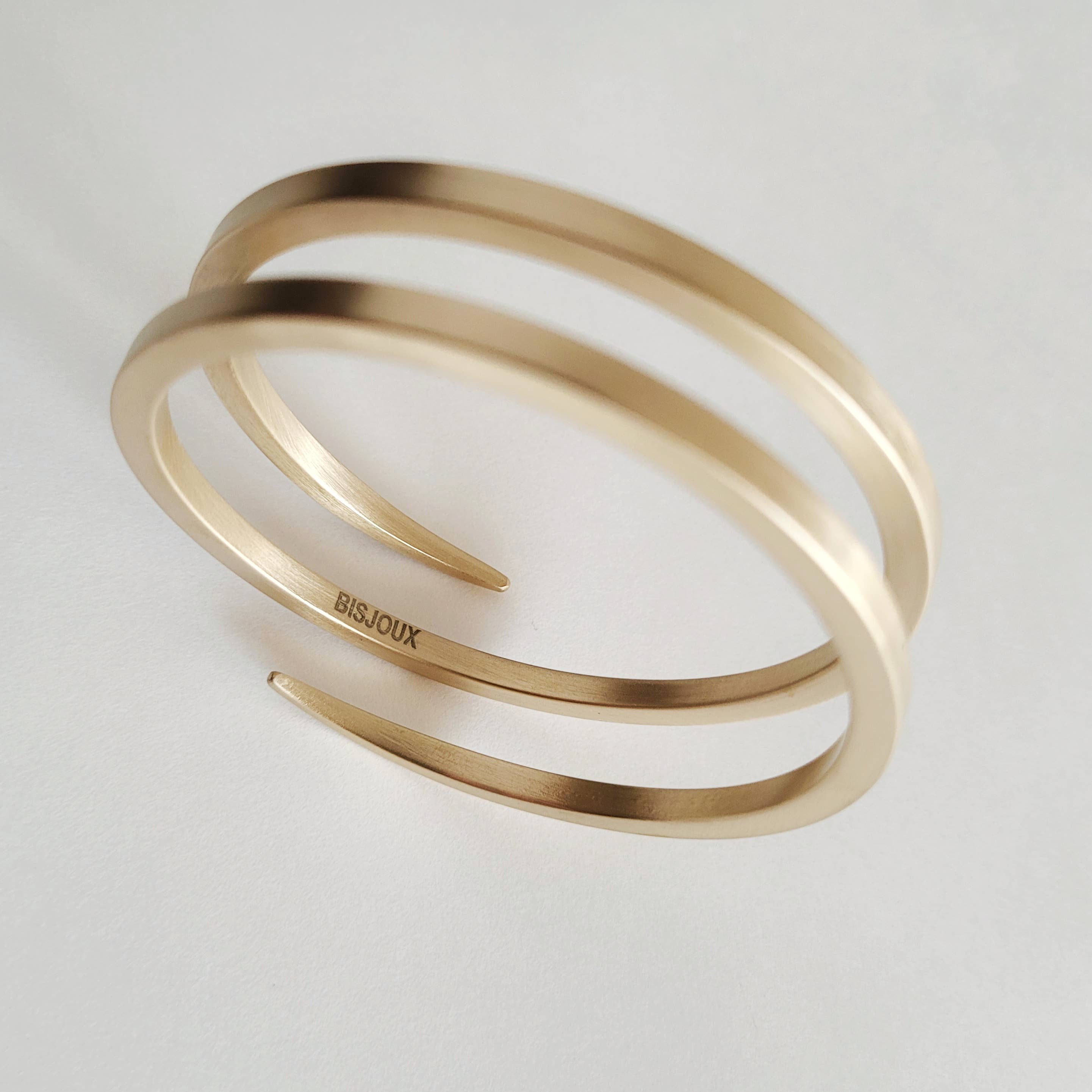 Solid brass handcrafted wrap swirl bangle cuff bracelet
