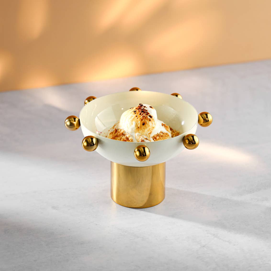 Temari White and Gold Nut Bowl