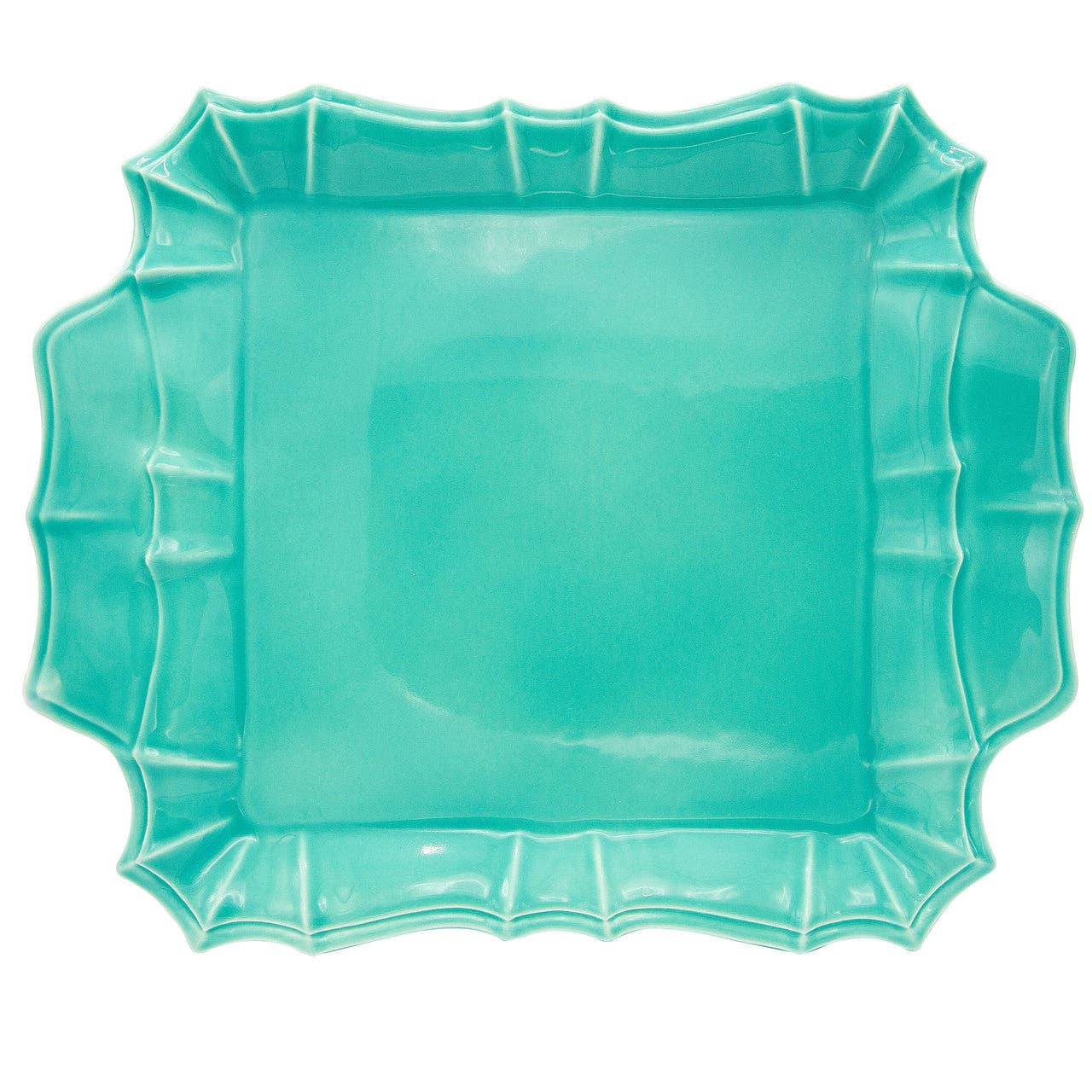 Chloe Square Platter with Handles in Turquoise
