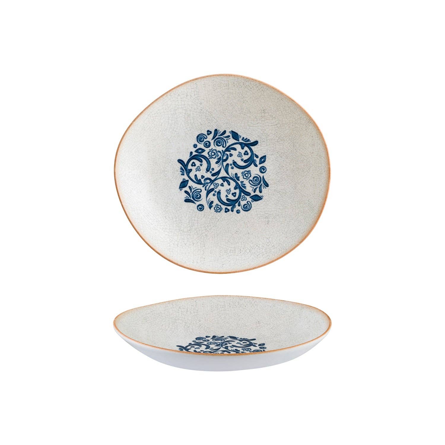 Viento 10.25" x 9.5" x h:2.5" 36 oz. Organic Decorated Porcelain Bowl