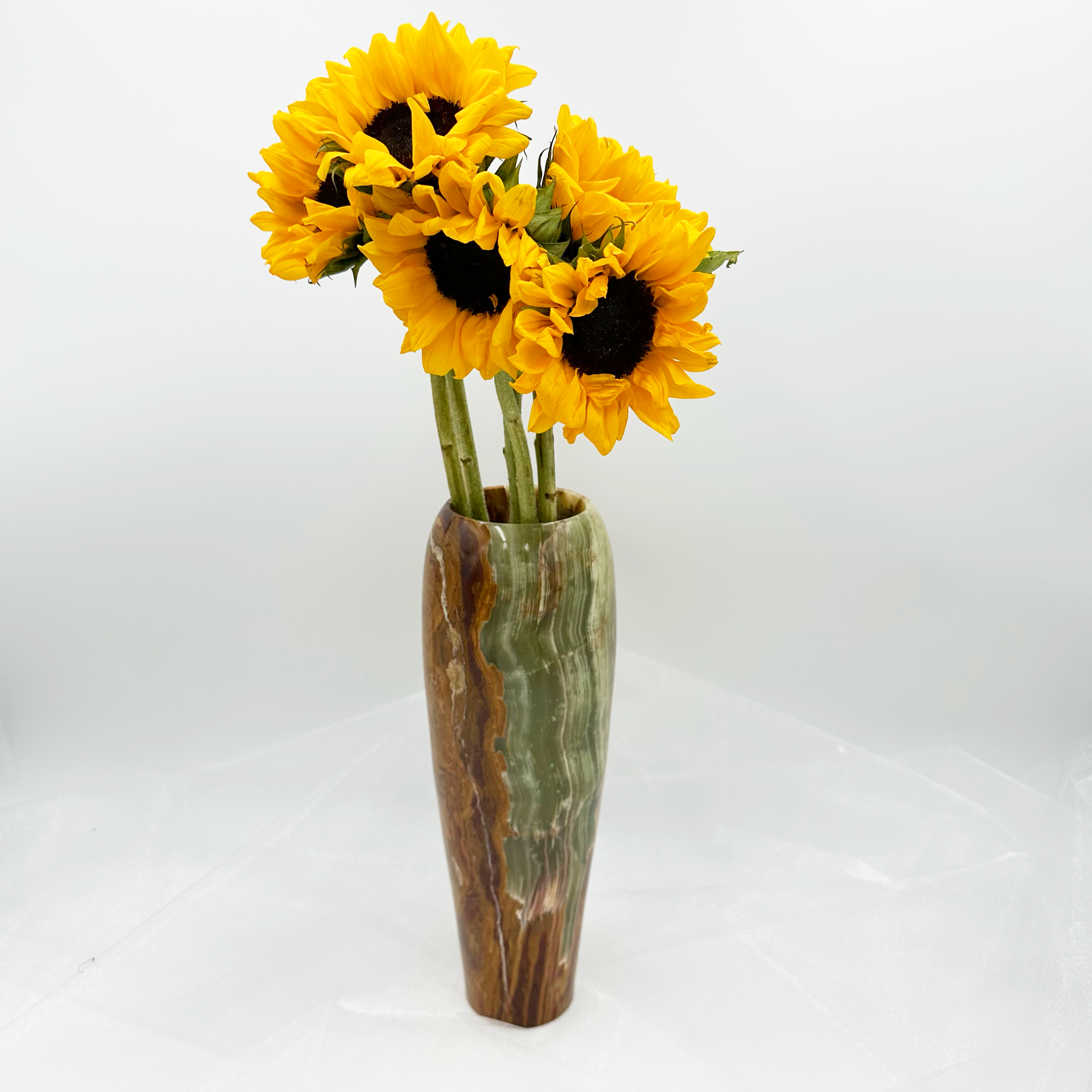 12" Sculpted Vase in Marble & Onyx: Coral Marble