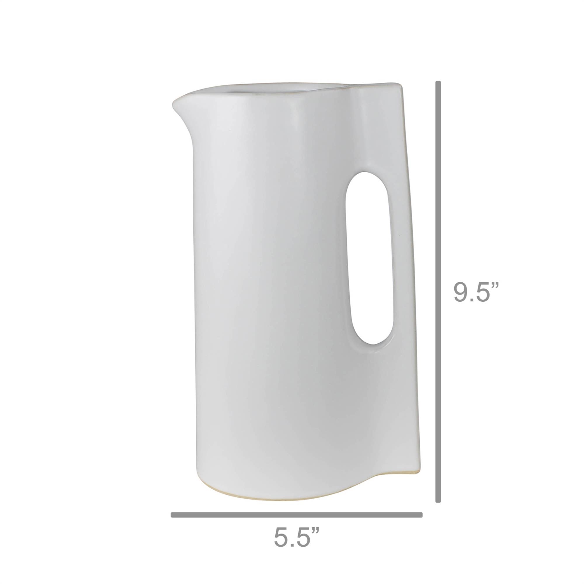 Issa Pitcher, Ceramic. Pitcher Holds 31 oz: Ceramic / White