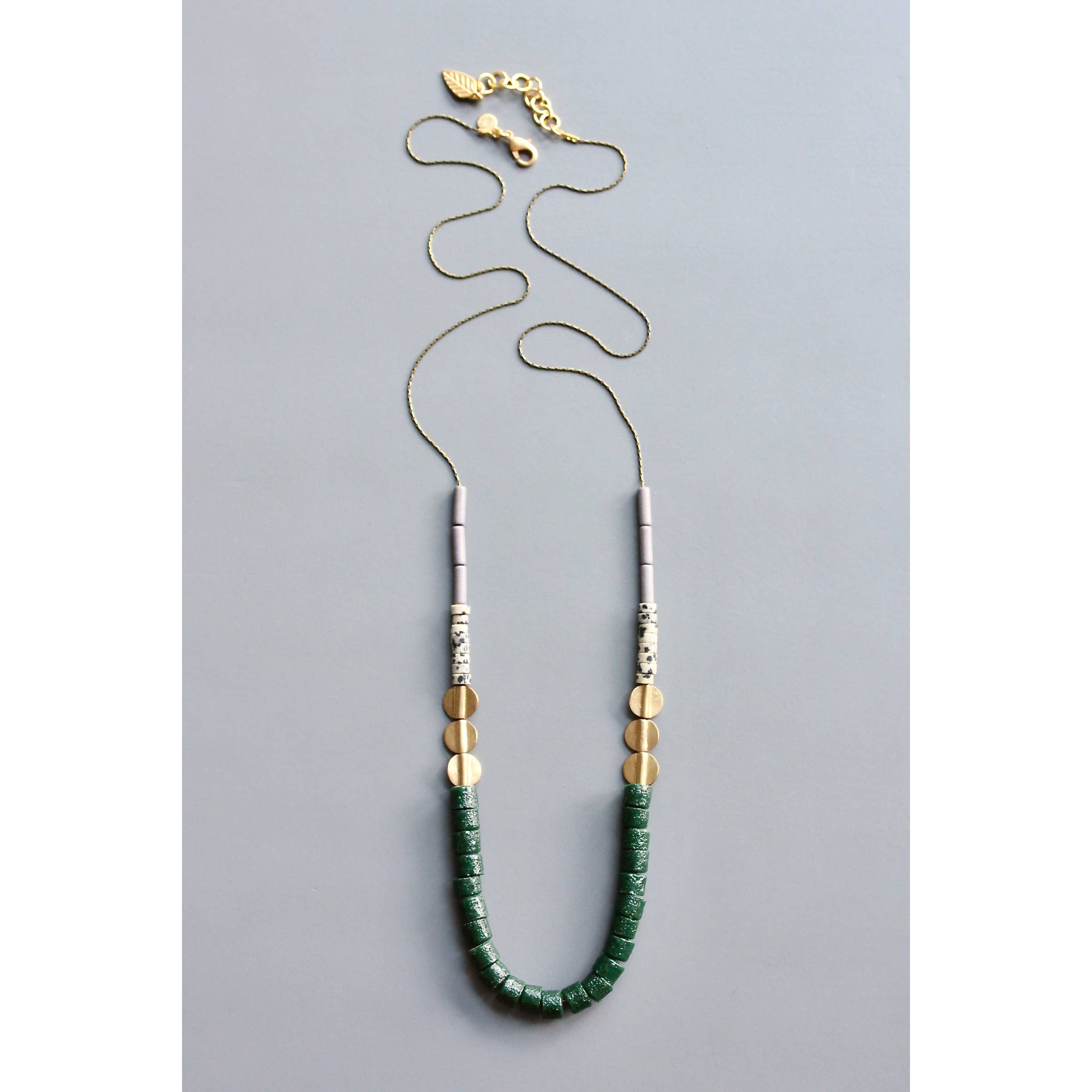 HYL236 Ghana glass and jasper necklace