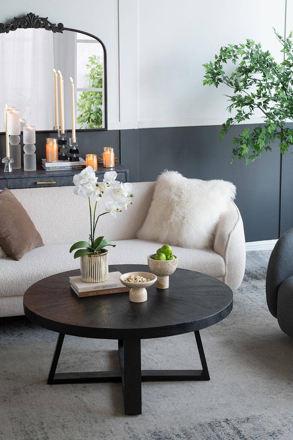 D6x6" Round Marble Pedestal Bowl - Cream