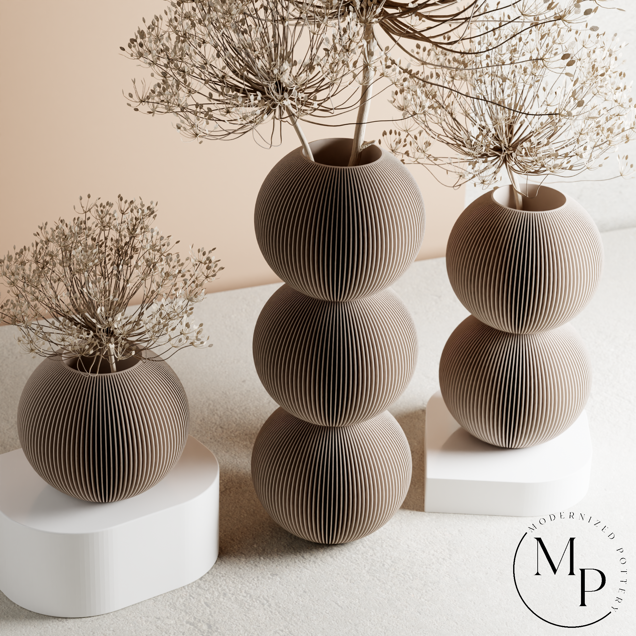 BUBBLE Vase | PREMIUM | 8 Colors | For Dried & Fresh Flowers: Natural Wood / Single / With Insert