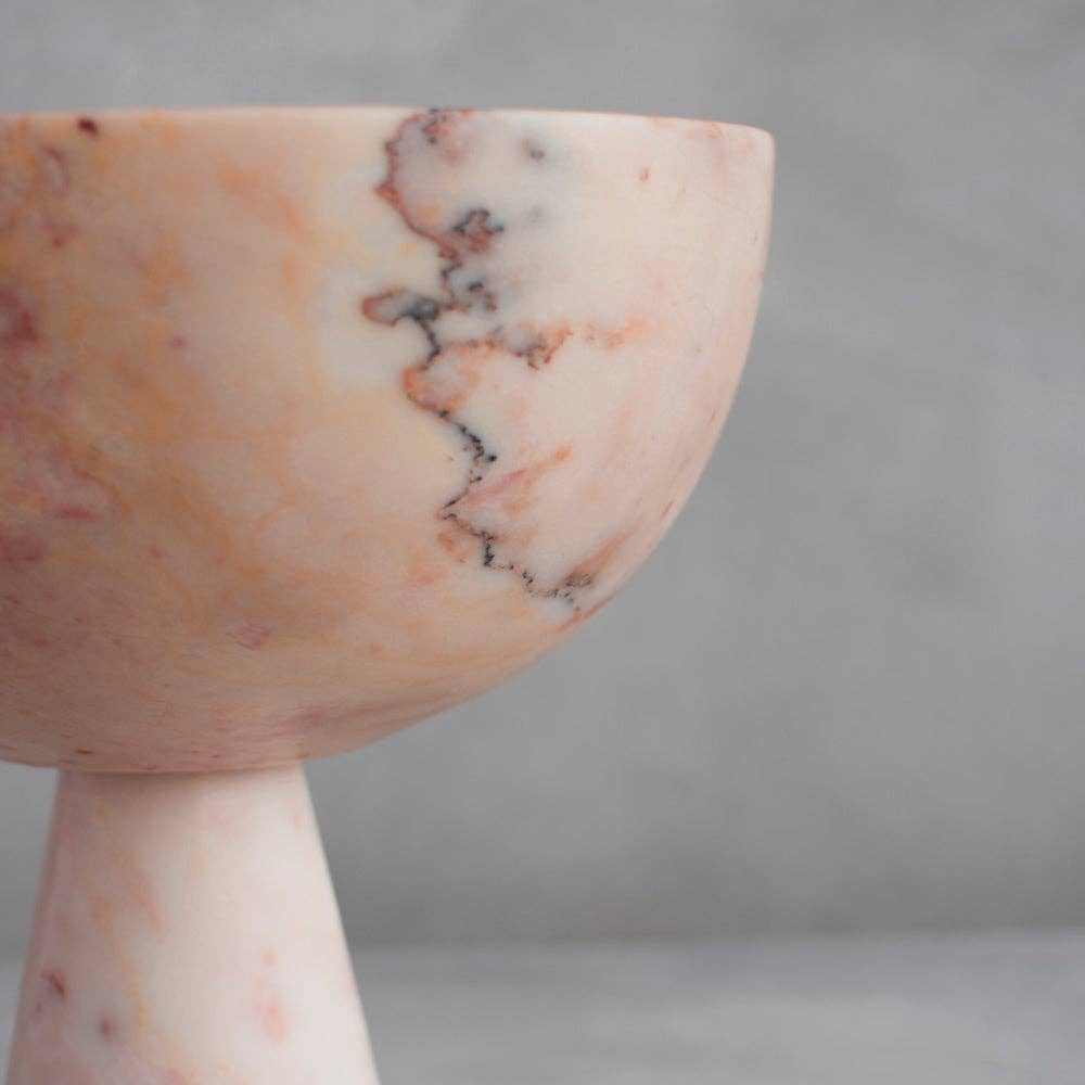 PINK MARBLE PEDESTAL BOWL XL: XL